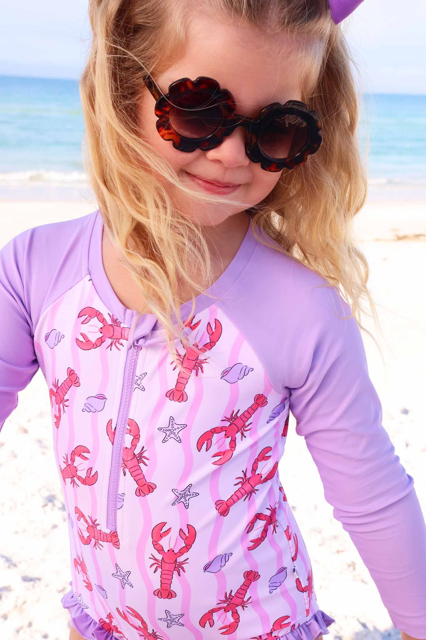 Long Sleeve Rash Guard with Front Zipper | Pinch Me Pink - Image 18
