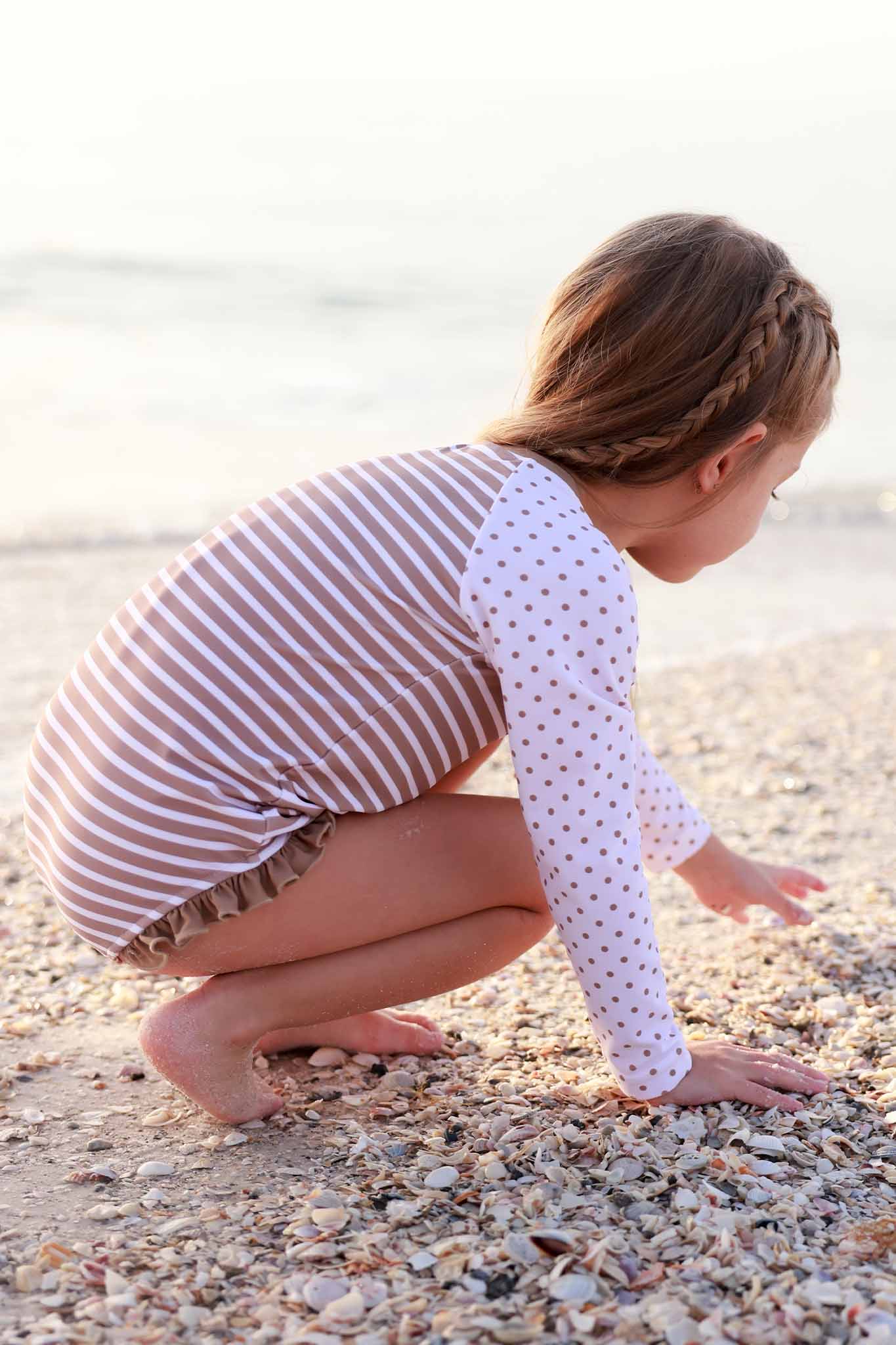 Long Sleeve Rash Guard with Front Zipper | Sandy Stripes - Image 12