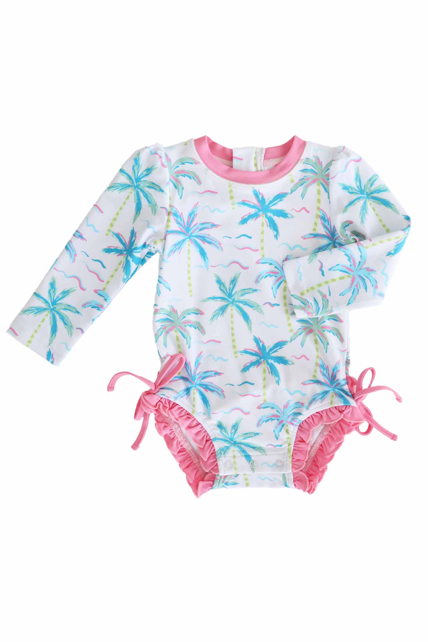Long Sleeve Rash Guard With Ruffle Bottom | Blue Lagoon - Image 15
