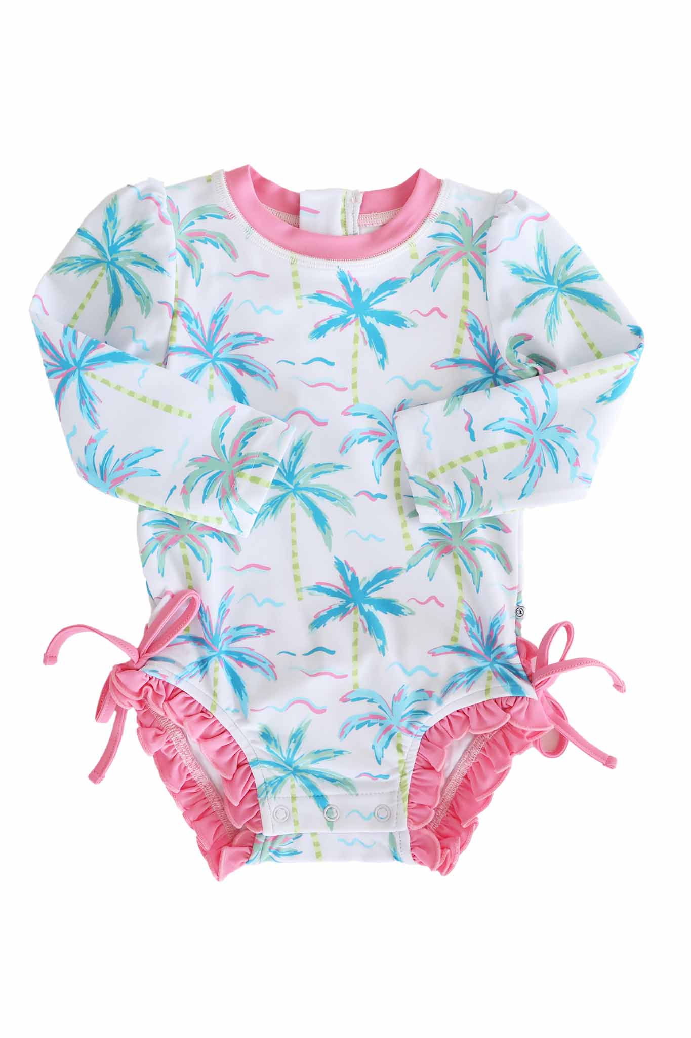 Long Sleeve Rash Guard With Ruffle Bottom | Blue Lagoon - Image 2