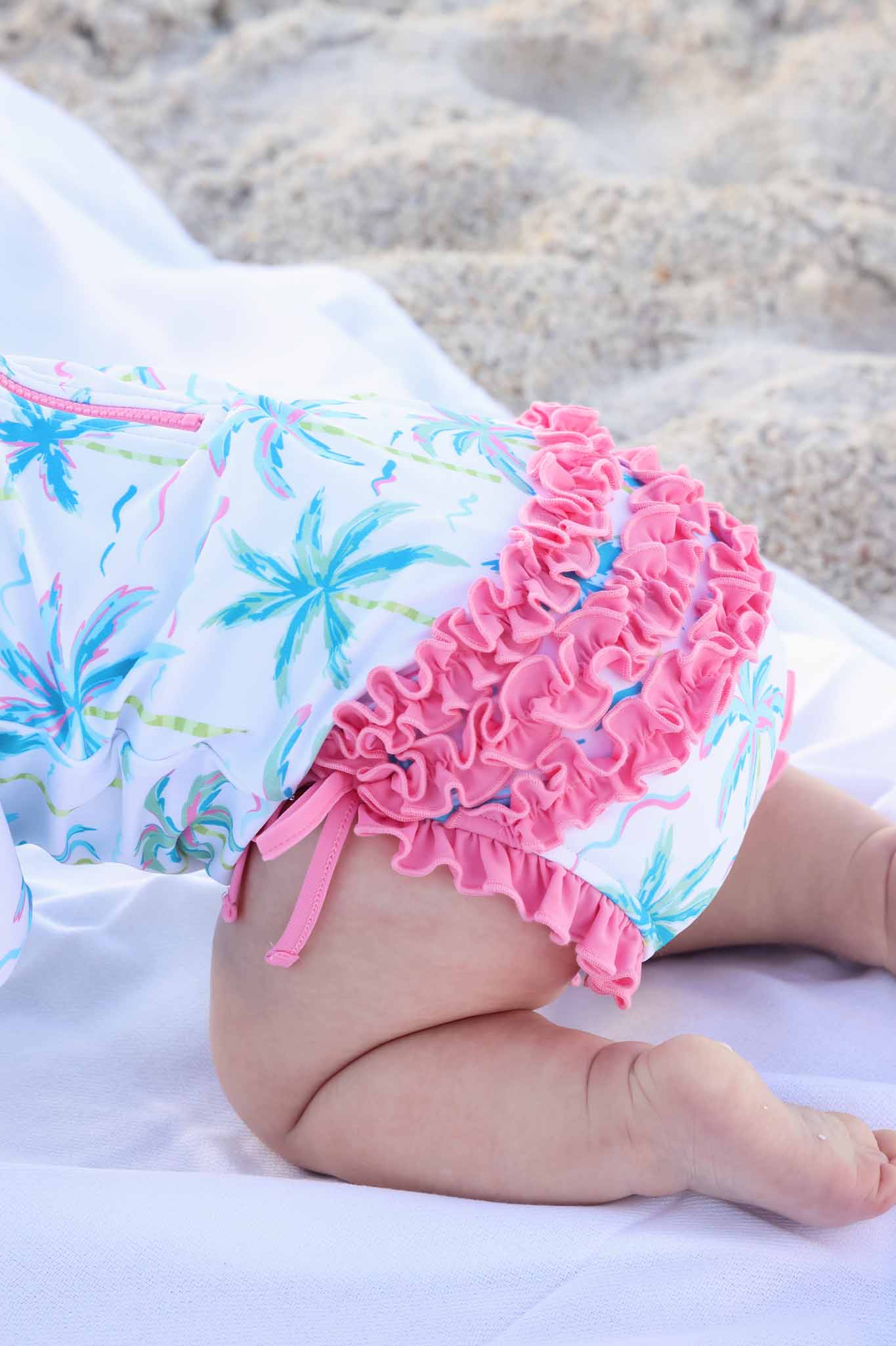 Long Sleeve Rash Guard With Ruffle Bottom | Blue Lagoon - Image 21