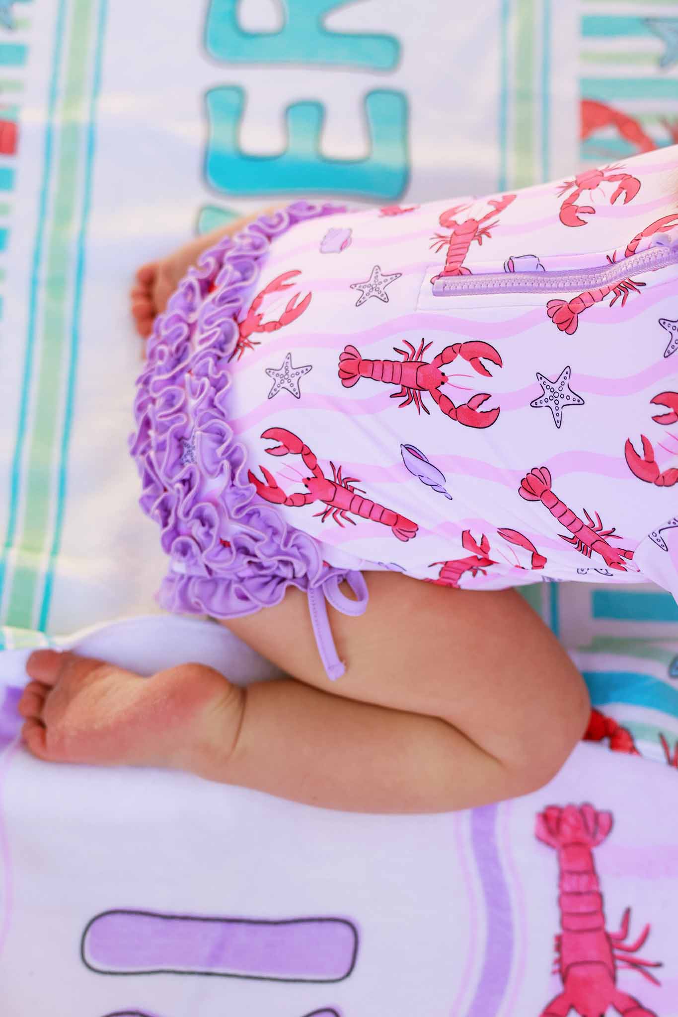 Long Sleeve Rash Guard With Ruffle Bottom | Pinch Me Pink - Image 16