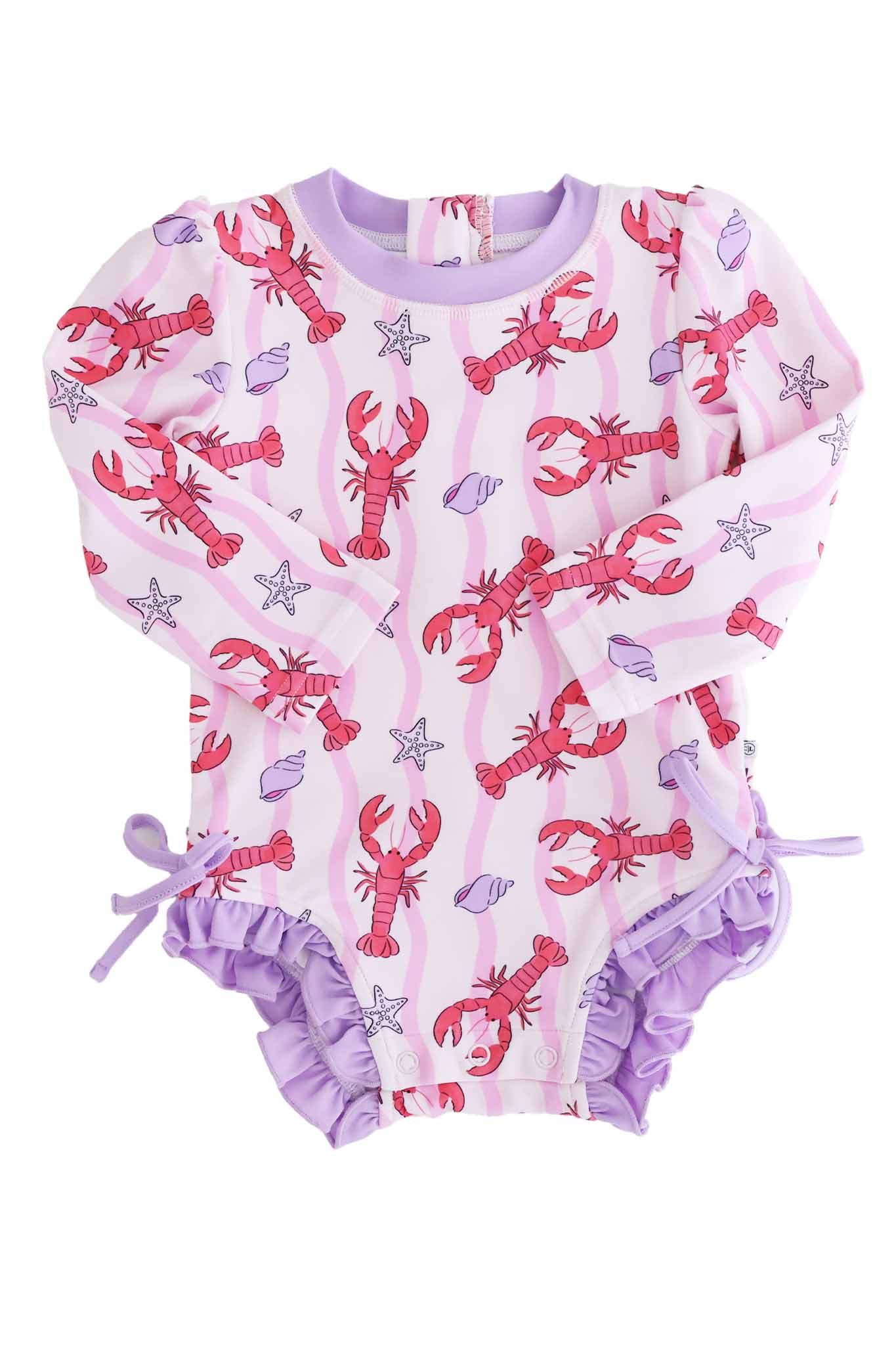 Long Sleeve Rash Guard With Ruffle Bottom | Pinch Me Pink - Image 2