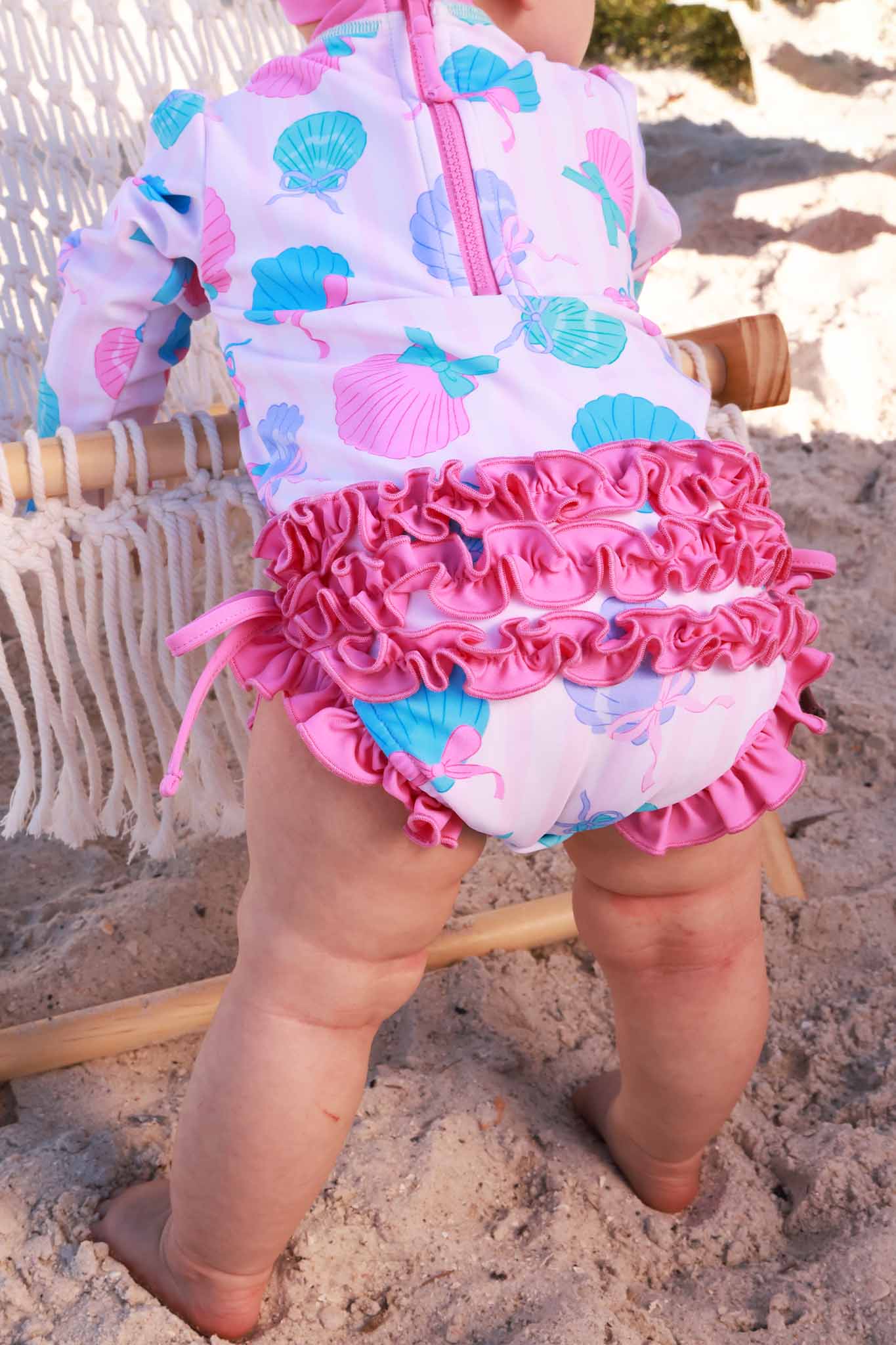 Long Sleeve Rash Guard With Ruffle Bottom | Seaside Sweetie - Image 7