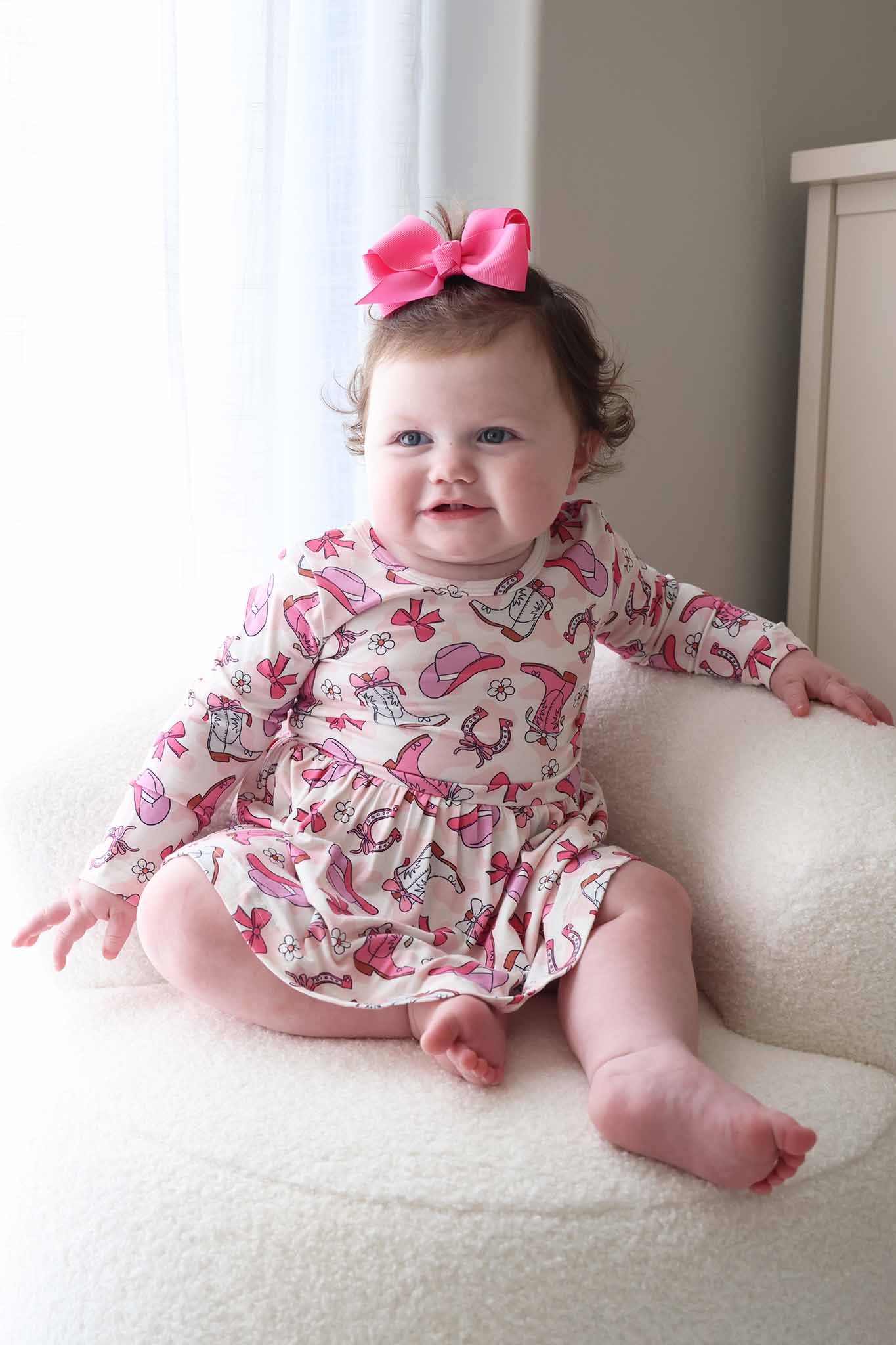 Long Sleeve Twirl Bodysuit | Rodeo Dreams Pink - Image 4