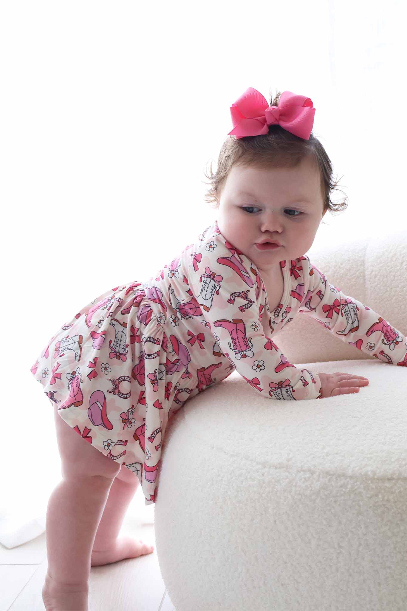 Long Sleeve Twirl Bodysuit | Rodeo Dreams Pink - Image 7