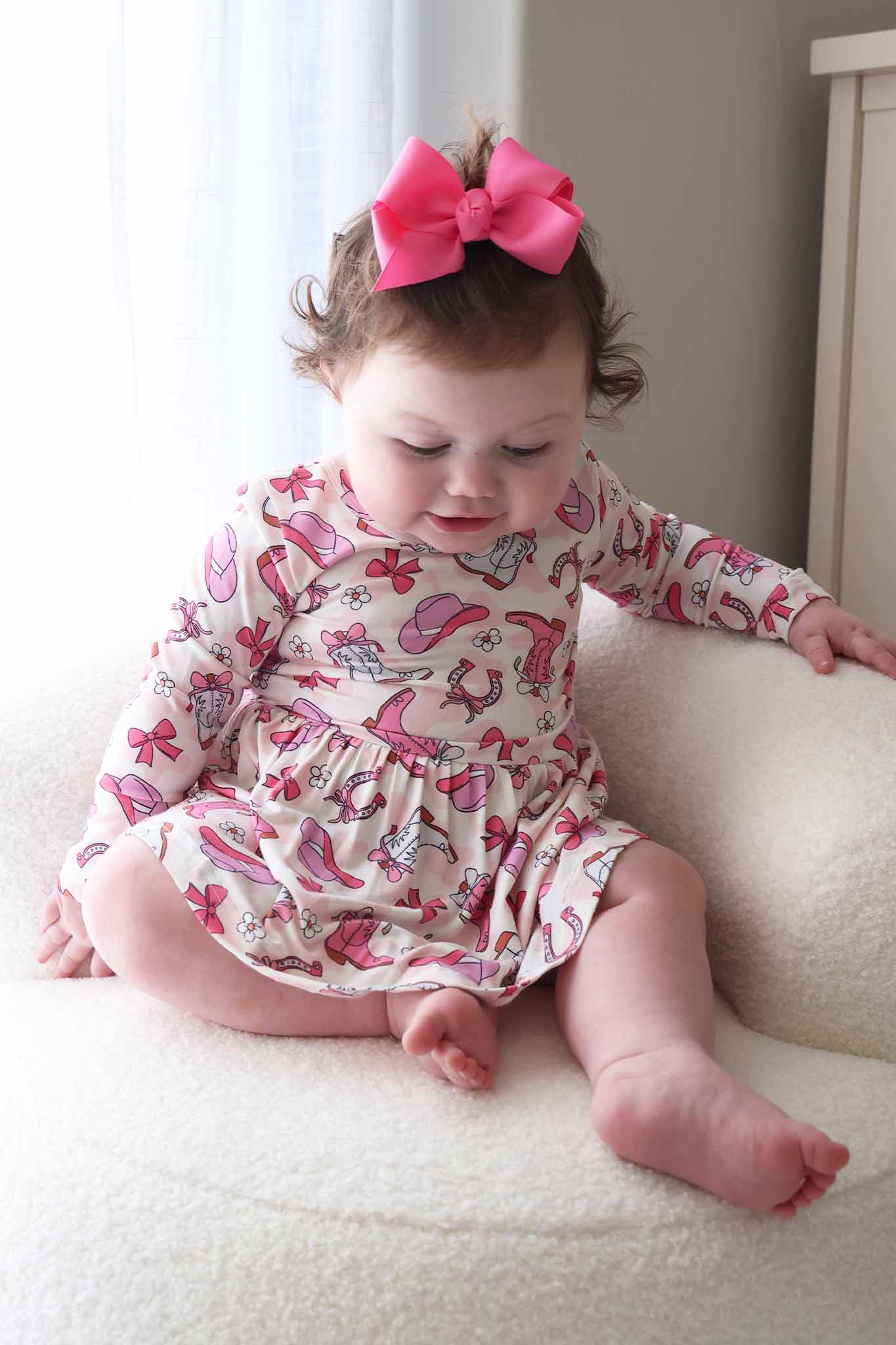 Long Sleeve Twirl Bodysuit | Rodeo Dreams Pink - Image 9