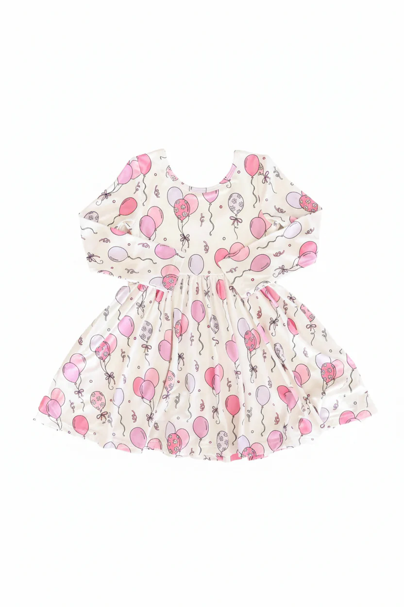 Long Sleeve Twirl Dress | Party Time Pink - Image 7
