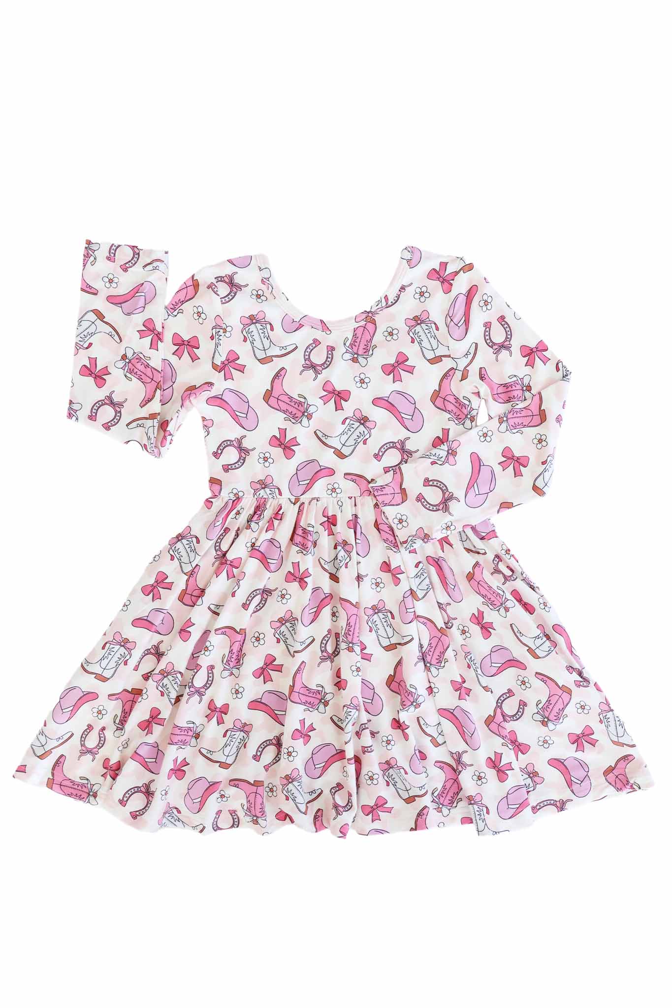 Long Sleeve Twirl Dress | Rodeo Dreams Pink - Image 2