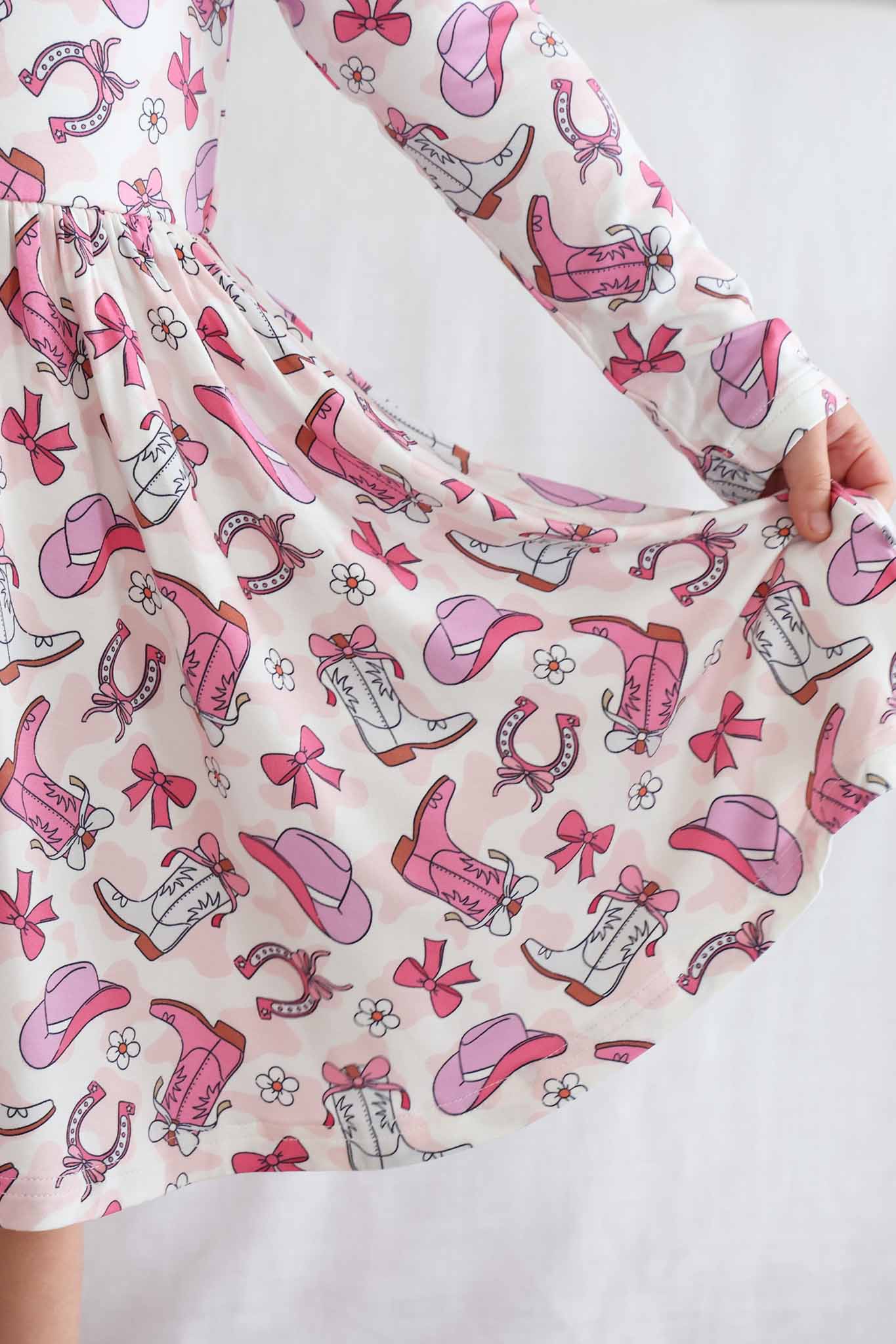 Long Sleeve Twirl Dress | Rodeo Dreams Pink - Image 3