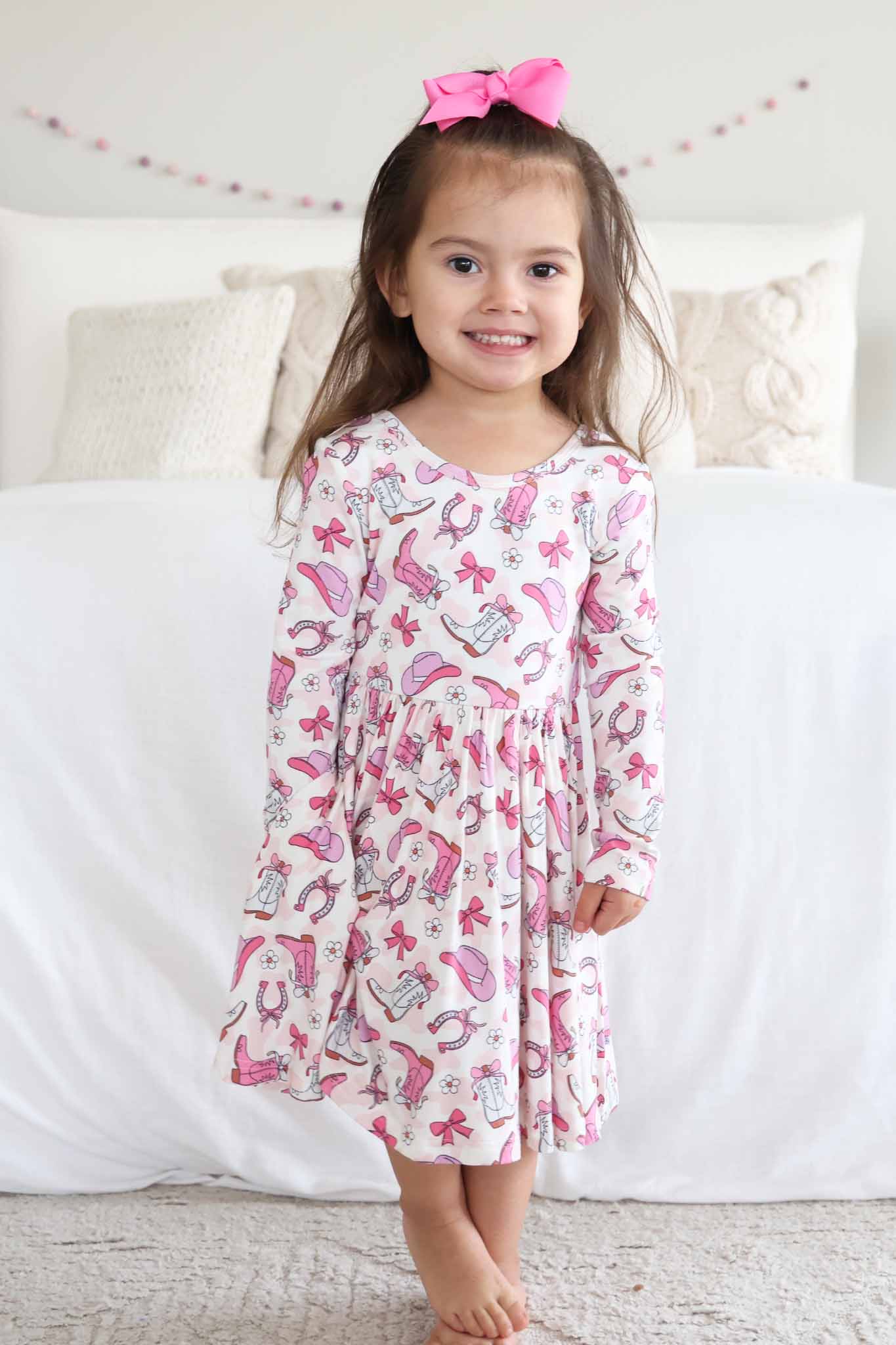 Long Sleeve Twirl Dress | Rodeo Dreams Pink - Image 4