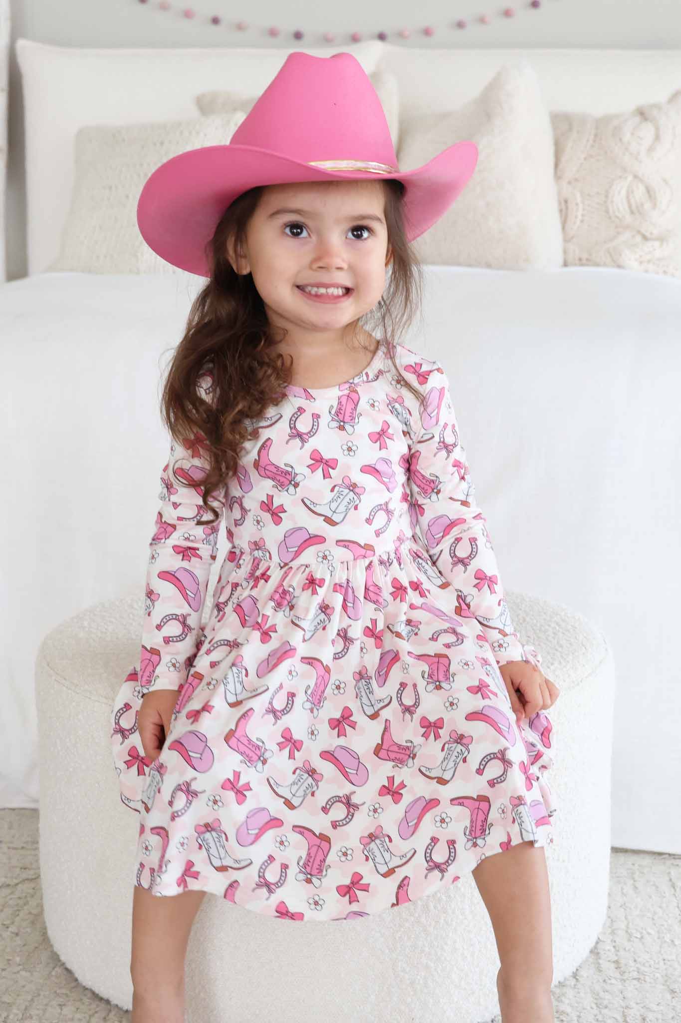 Long Sleeve Twirl Dress | Rodeo Dreams Pink - Image 9