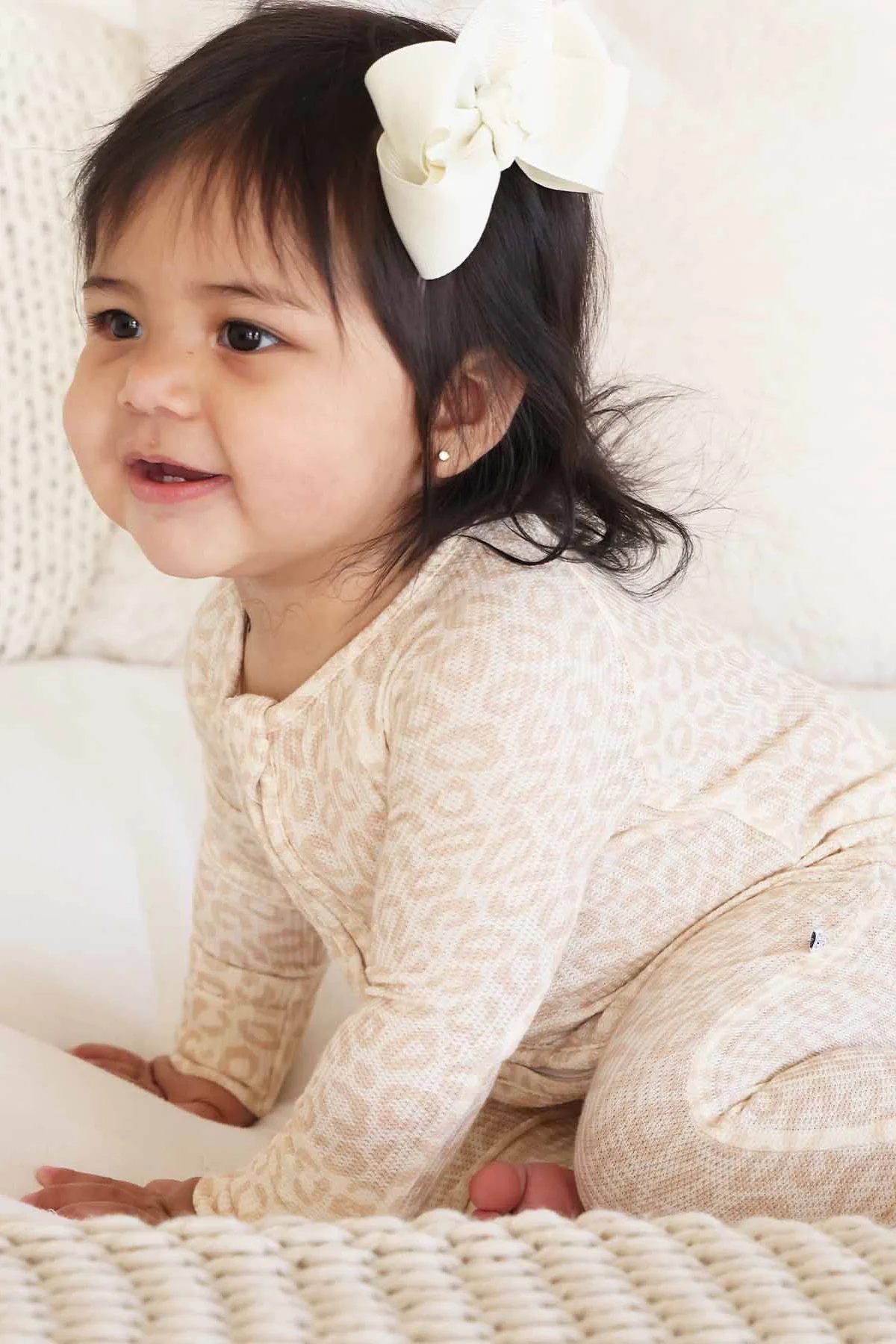 Lovely Leopard Bamboo Waffle Convertible Zip Romper - Image 7