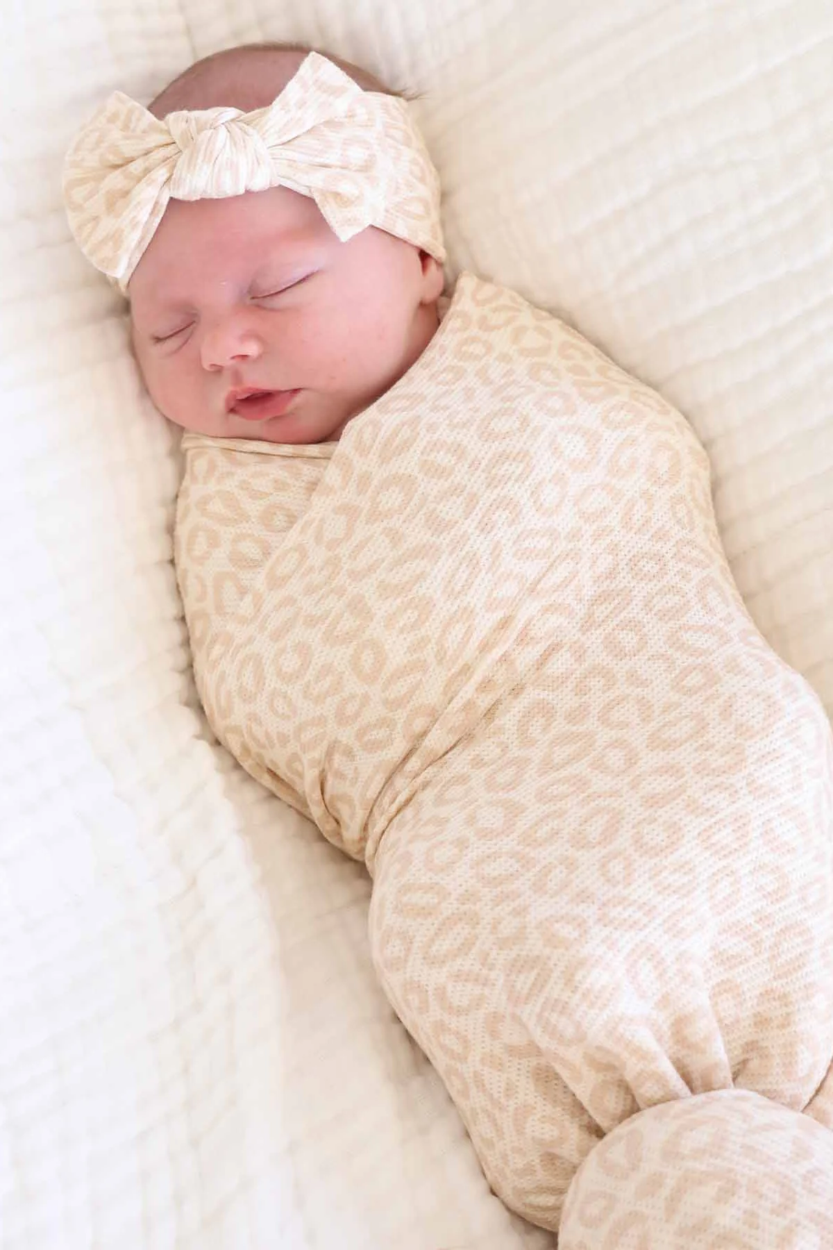 Lovely Leopard Bamboo Waffle Knit Large Bow Headwrap - Image 4