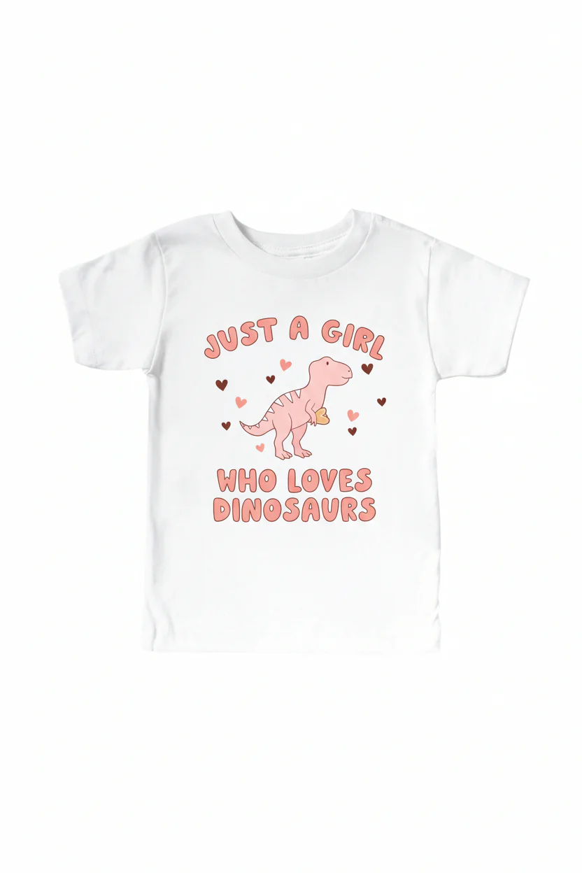 Loves Dinosaurs Kids Graphic Tee | White