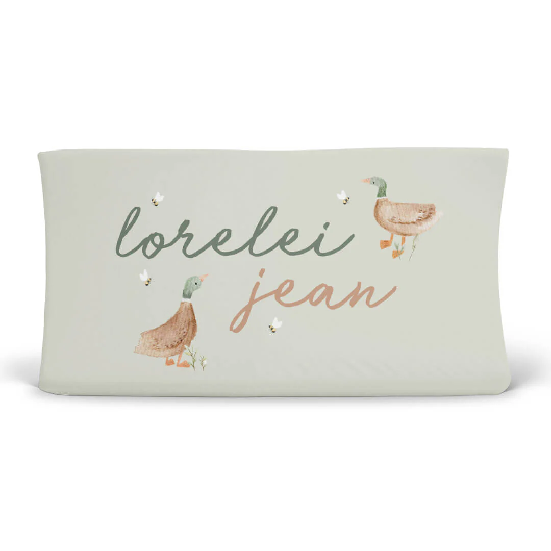 Lucky Ducky Personalized Changing Pad Cover