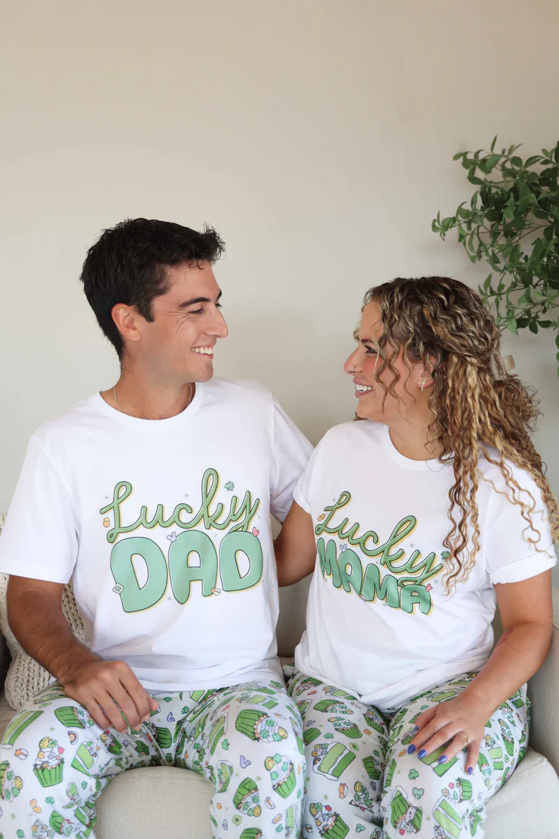 Lucky Parent Adult Graphic Tee | White