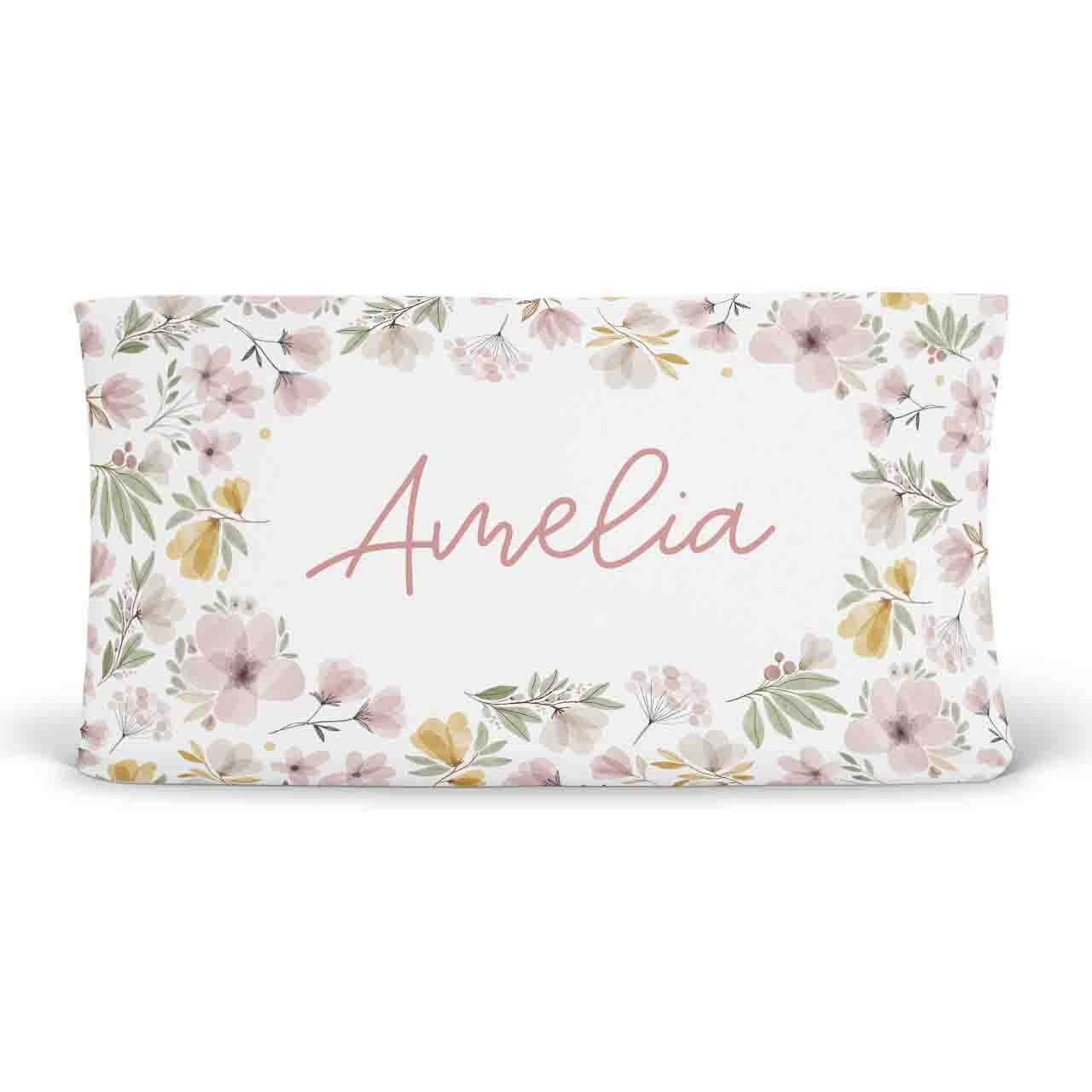 Maeve's Mauve & Mustard Floral Personalized Changing Pad Cover