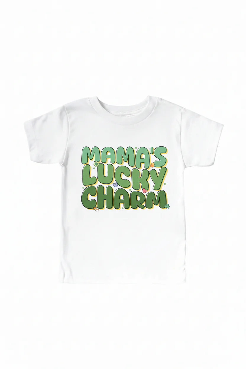 Mama's Lucky Charm Graphic Bodysuit & Kids Tee | White - Image 3