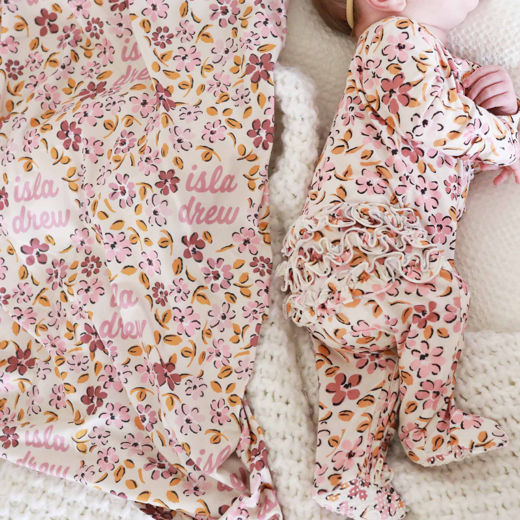 Mauvelous Meadow Personalized Swaddle Blanket - Image 3