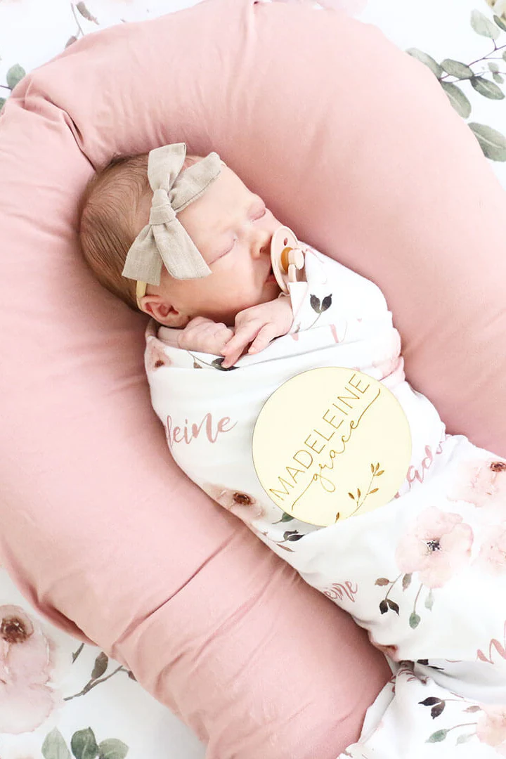 Millie's Dusty Rose Garden Personalized Baby Name Swaddle Blanket - Image 4