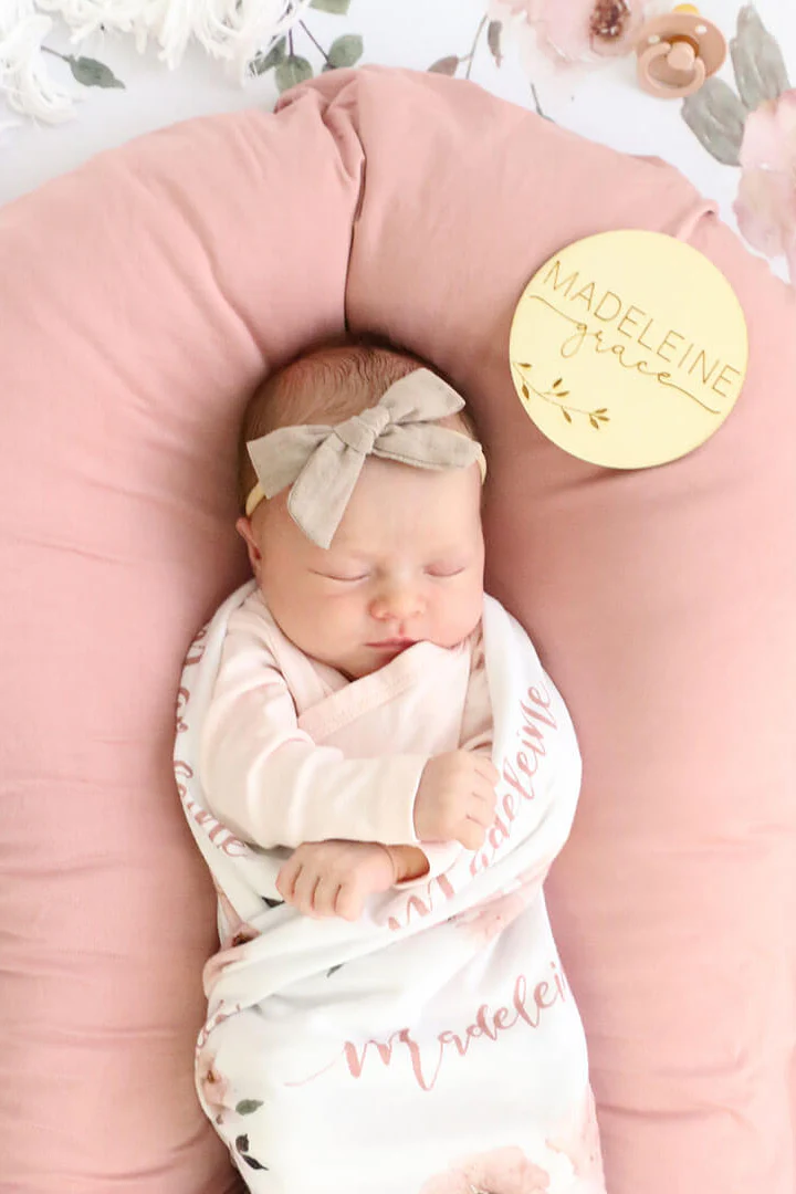 Millie's Dusty Rose Garden Personalized Baby Name Swaddle Blanket - Image 8
