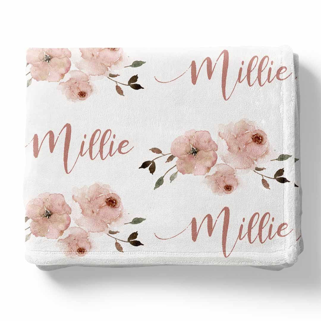Millie's Dusty Rose Garden Personalized Toddler Blanket - Image 2