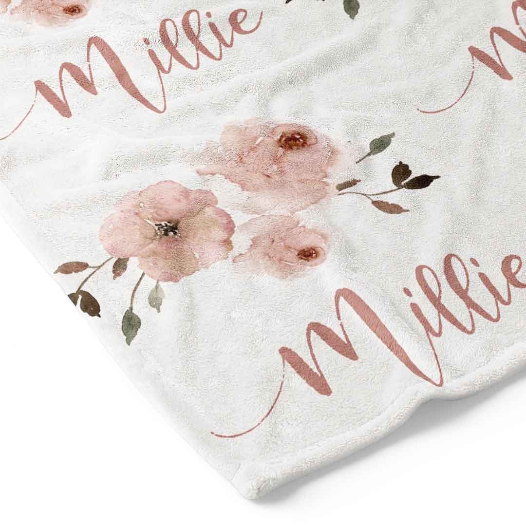 Millie's Dusty Rose Garden Personalized Toddler Blanket - Image 3