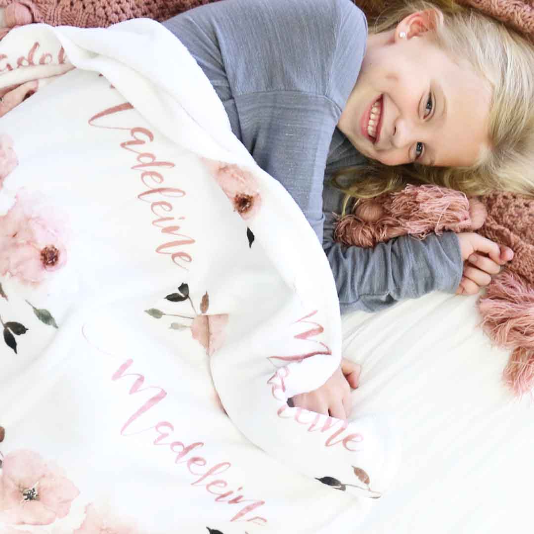 Millie's Dusty Rose Garden Personalized Toddler Blanket - Image 5