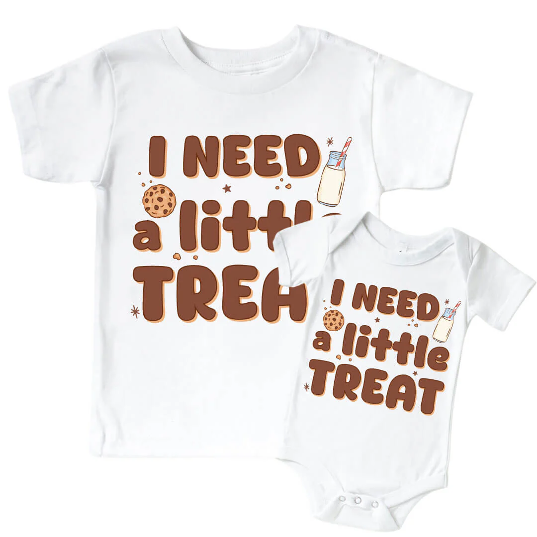 Need A Little Treat Graphic Bodysuit & Kids Tee | White