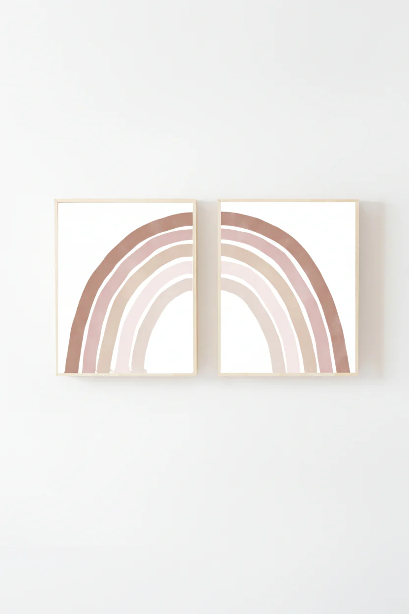 Neutral Rainbow Bundled Digital Nursery Art