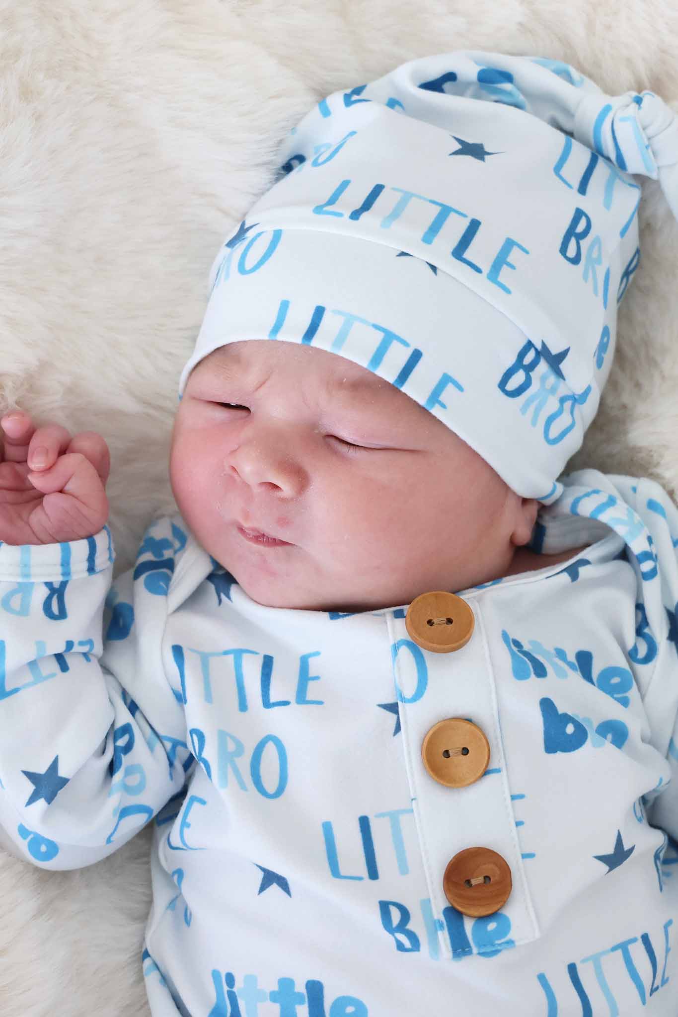 Newborn Baby Knot Gown & Hat Set | Little Bro - Image 3