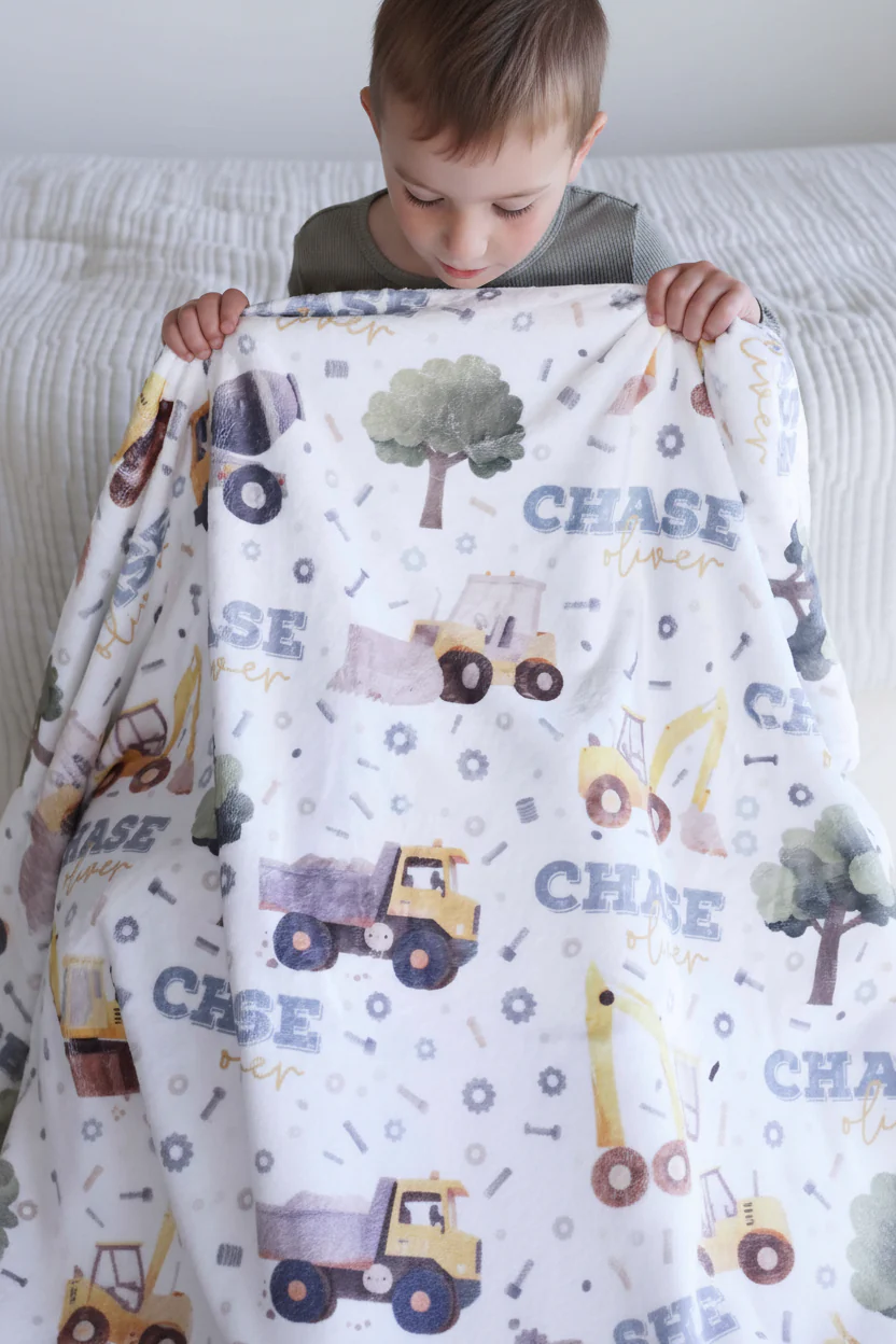 Nuts & Bolts Personalized Kids Blanket