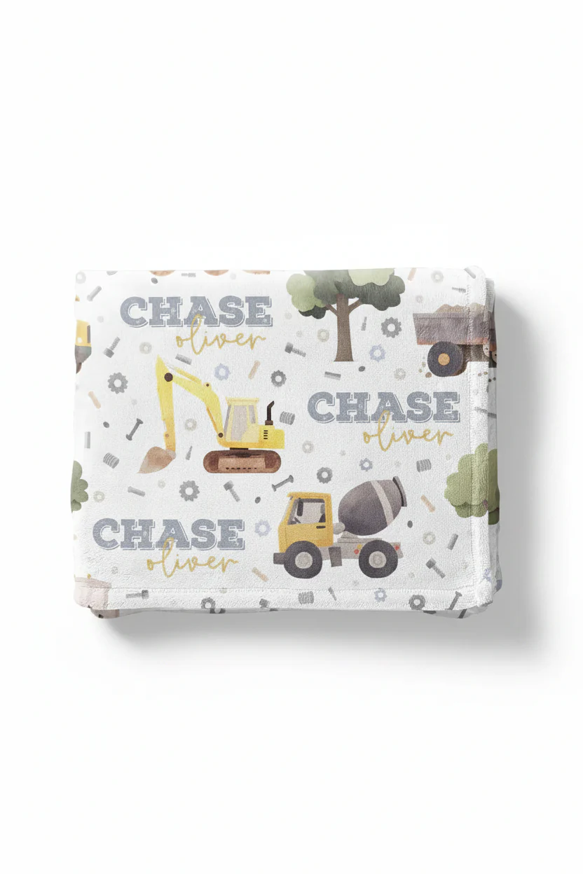 Nuts & Bolts Personalized Kids Blanket - Image 2