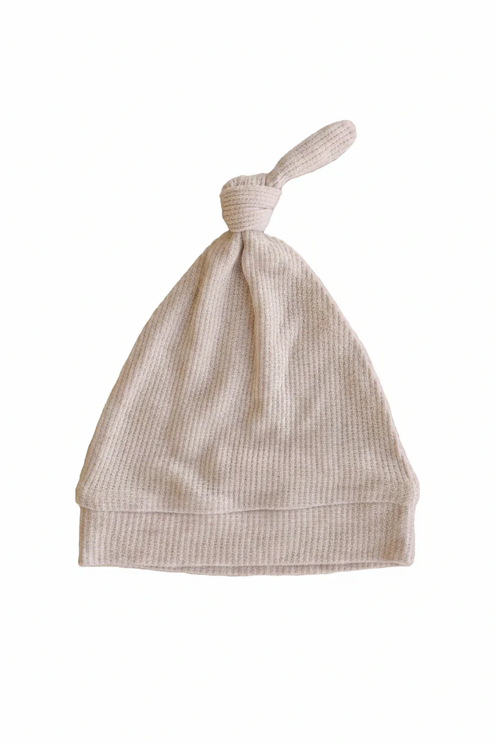 Oatmeal Bamboo Waffle Knotted Hat