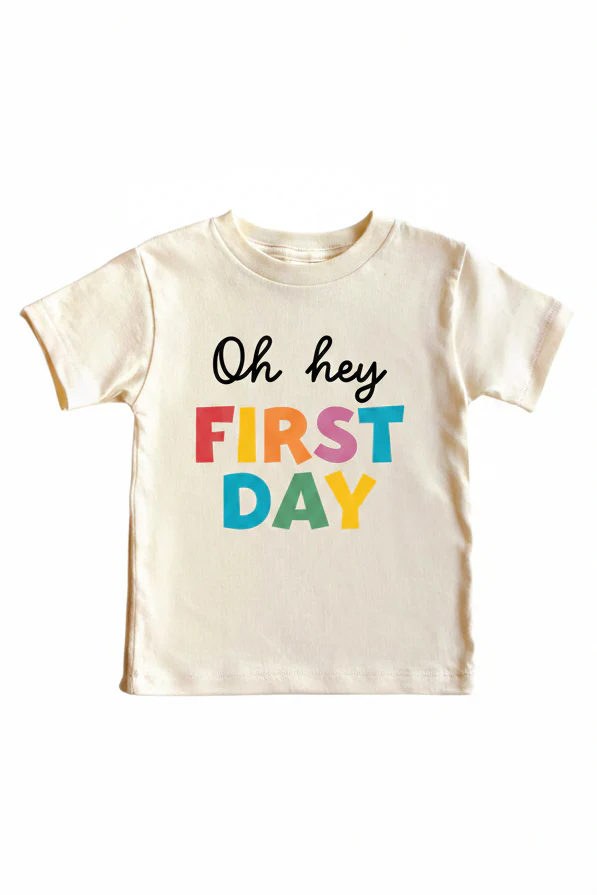 Oh Hey First Day of School Kids Graphic Tee | Natural