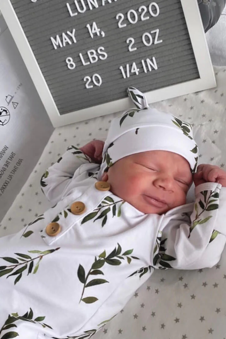 Olive Leaf Newborn Baby Knot Gown & Hat Set - Image 5