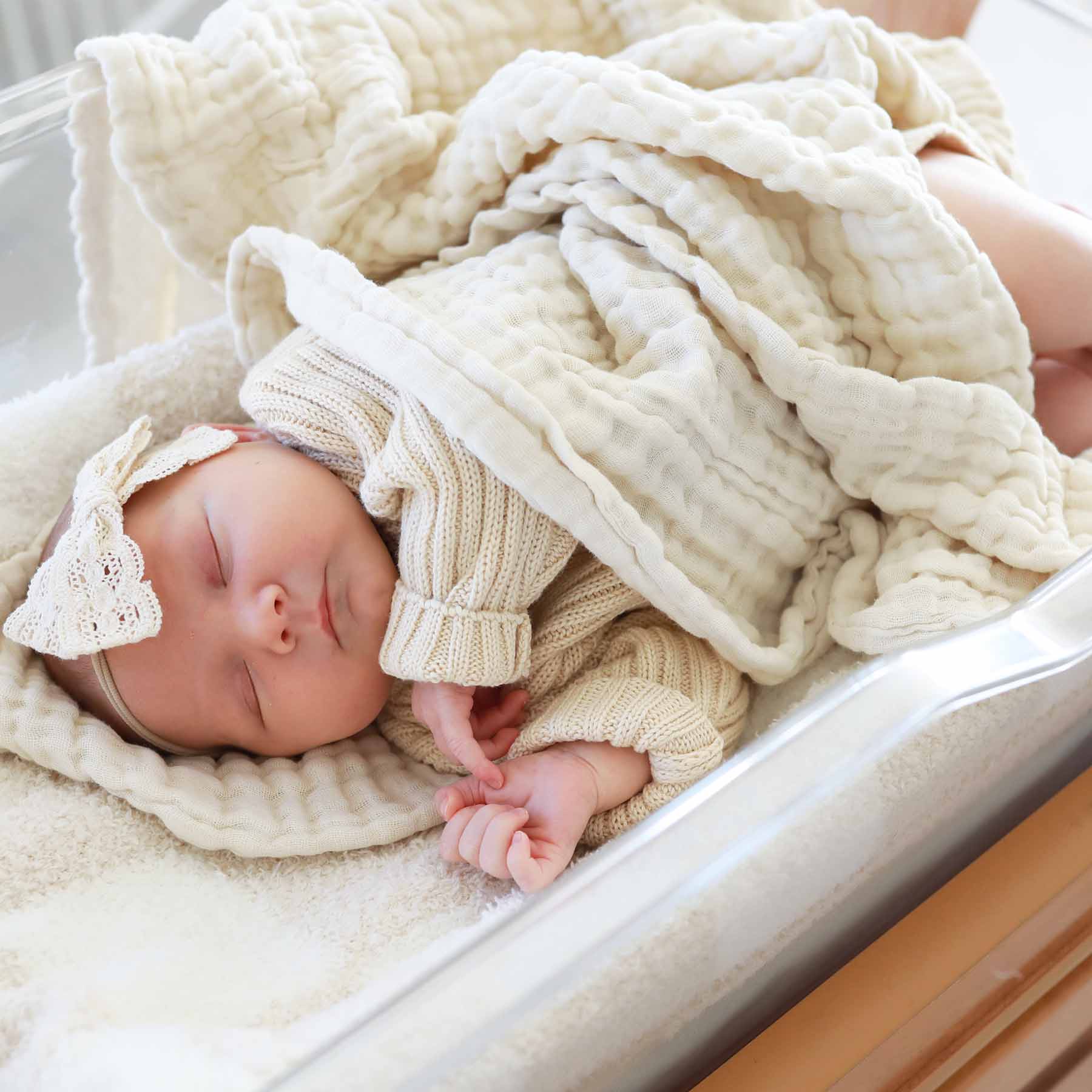 Organic Cotton Gauze Swaddle Blanket | Vanilla - Image 3