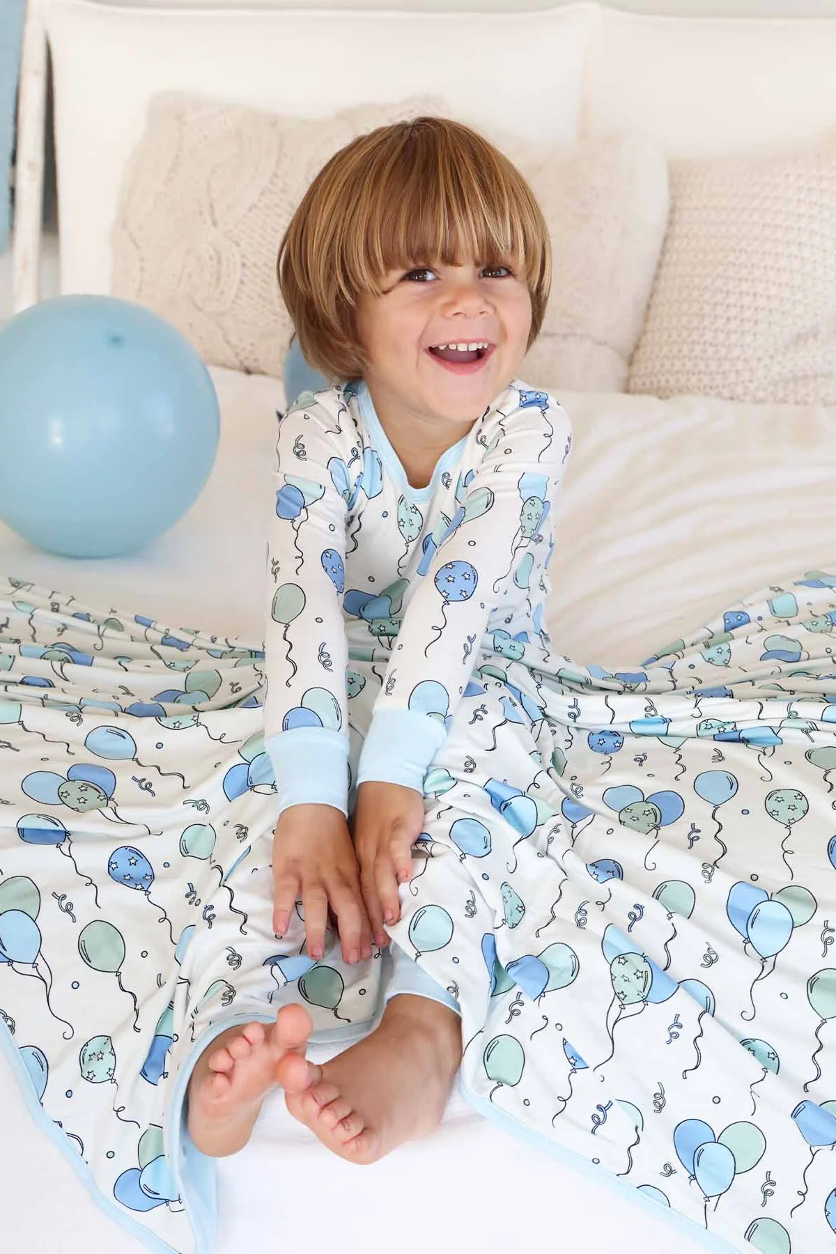 Party Time Double Sided Bamboo Blanket | Blue - Image 3