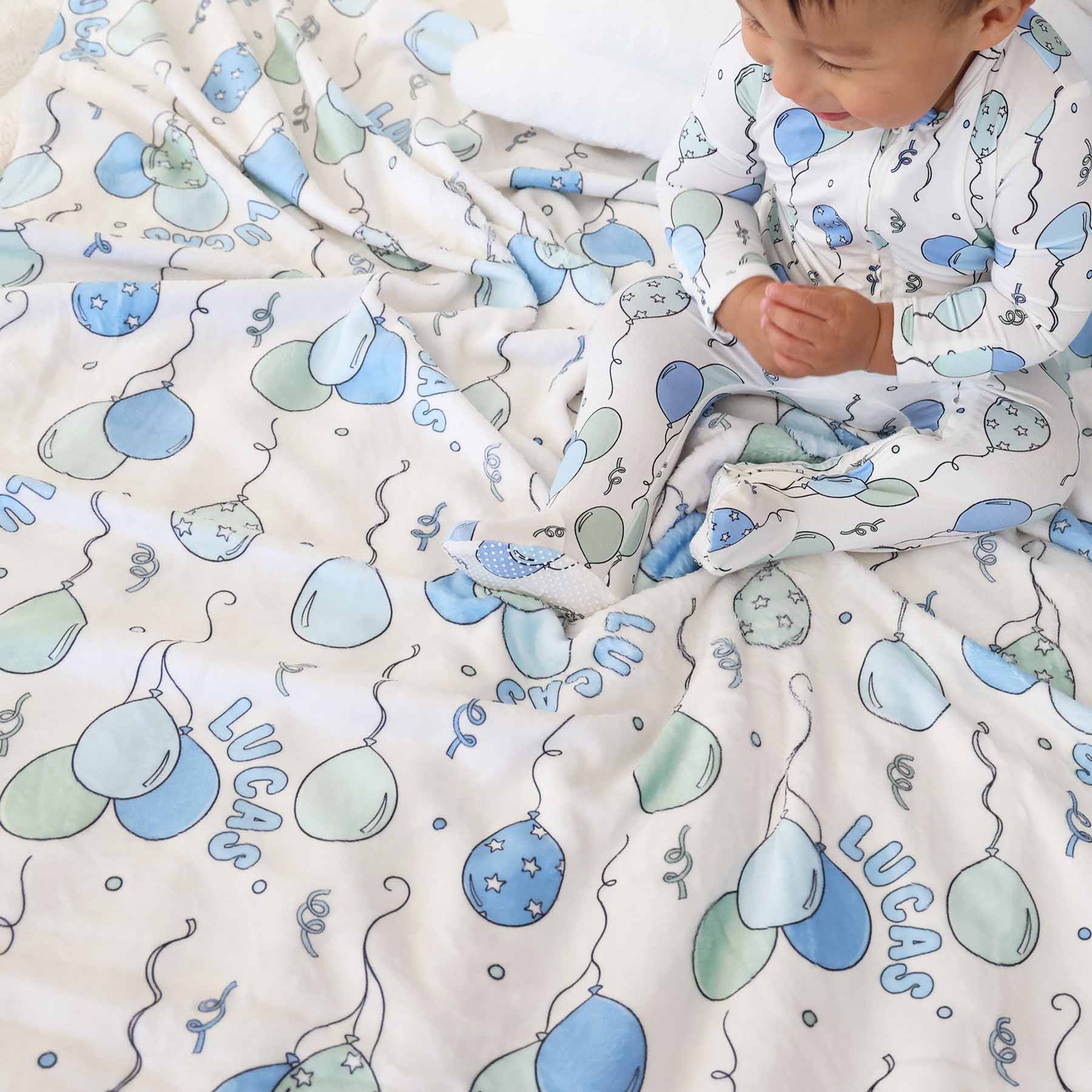 Party Time Personalized Kids Blanket | Blue - Image 8
