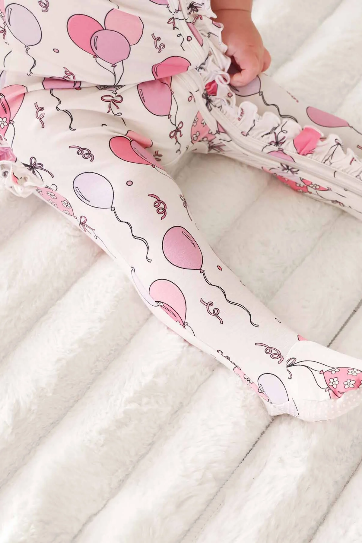Party Time Ruffle Zipper Footie | Pink - Image 13
