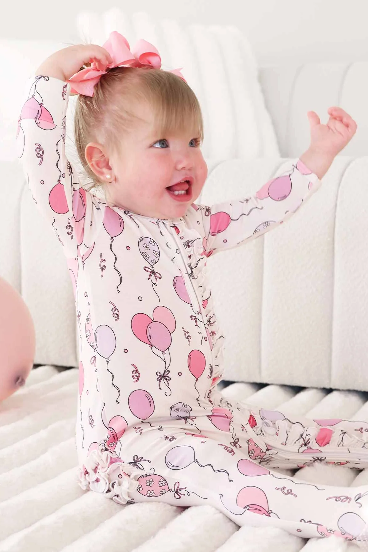 Party Time Ruffle Zipper Footie | Pink - Image 14
