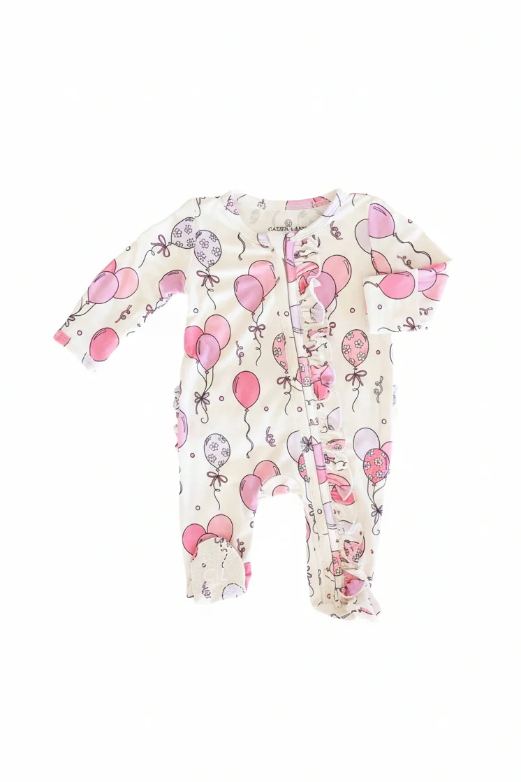Party Time Ruffle Zipper Footie | Pink - Image 2