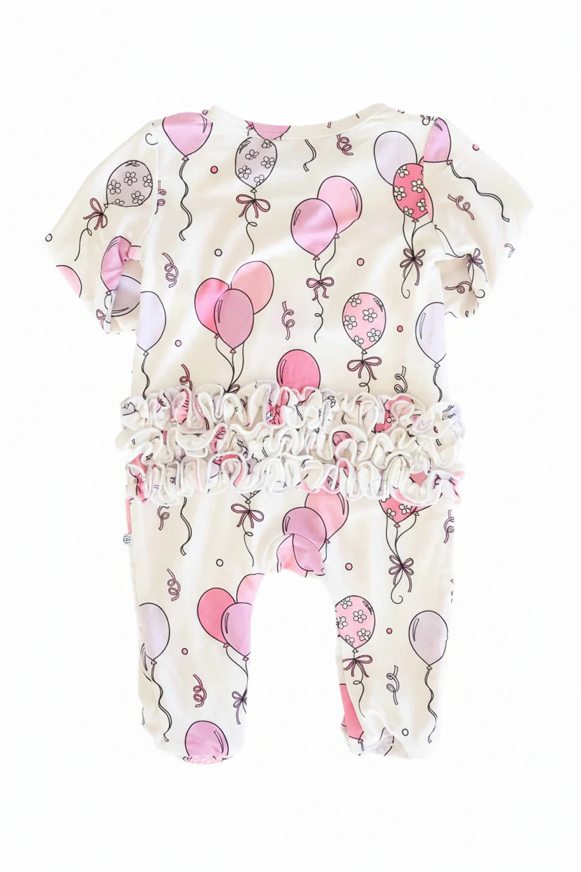 Party Time Ruffle Zipper Footie | Pink - Image 5