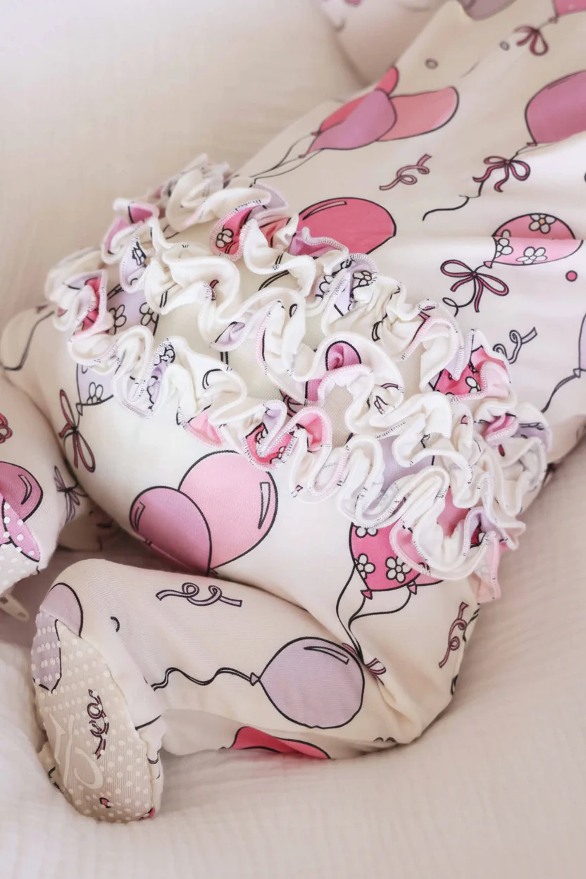 Party Time Ruffle Zipper Footie | Pink - Image 6