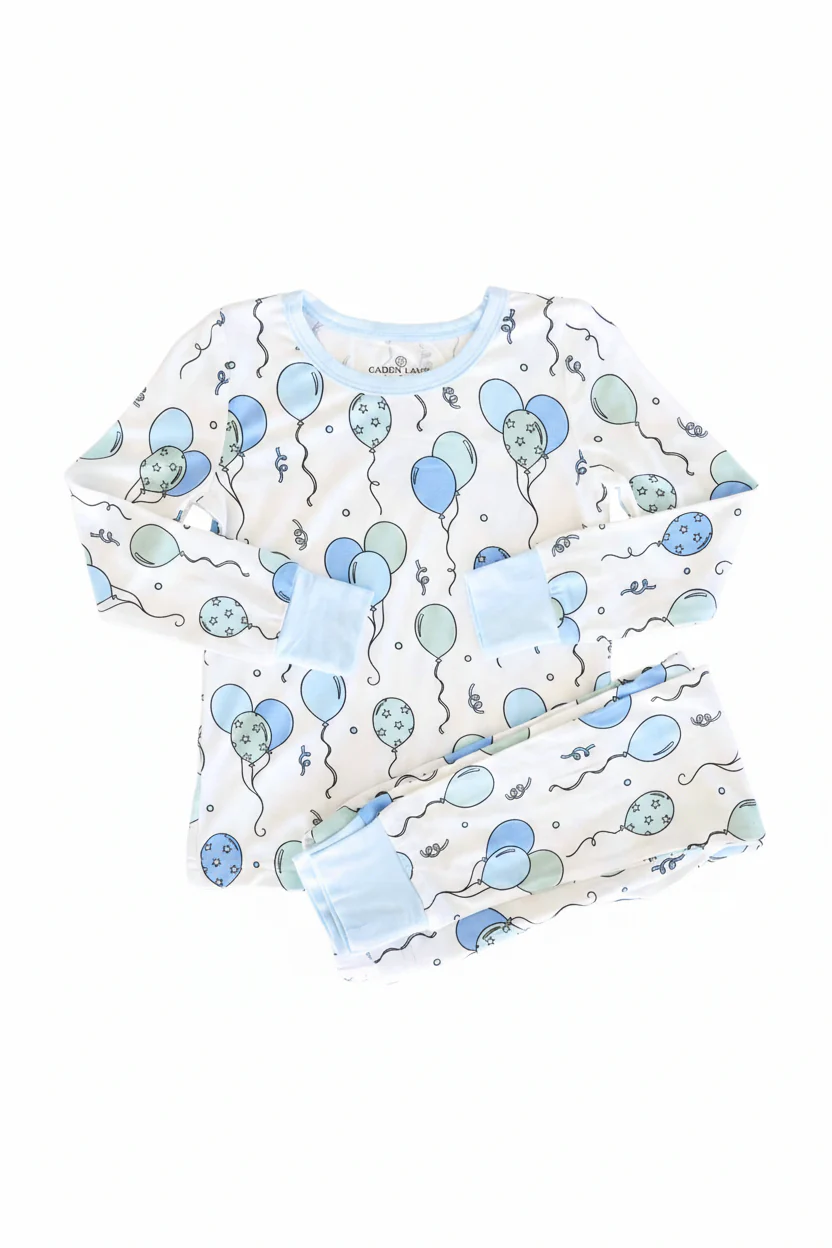 Party Time Two Piece Pajama Set | Blue - Image 2