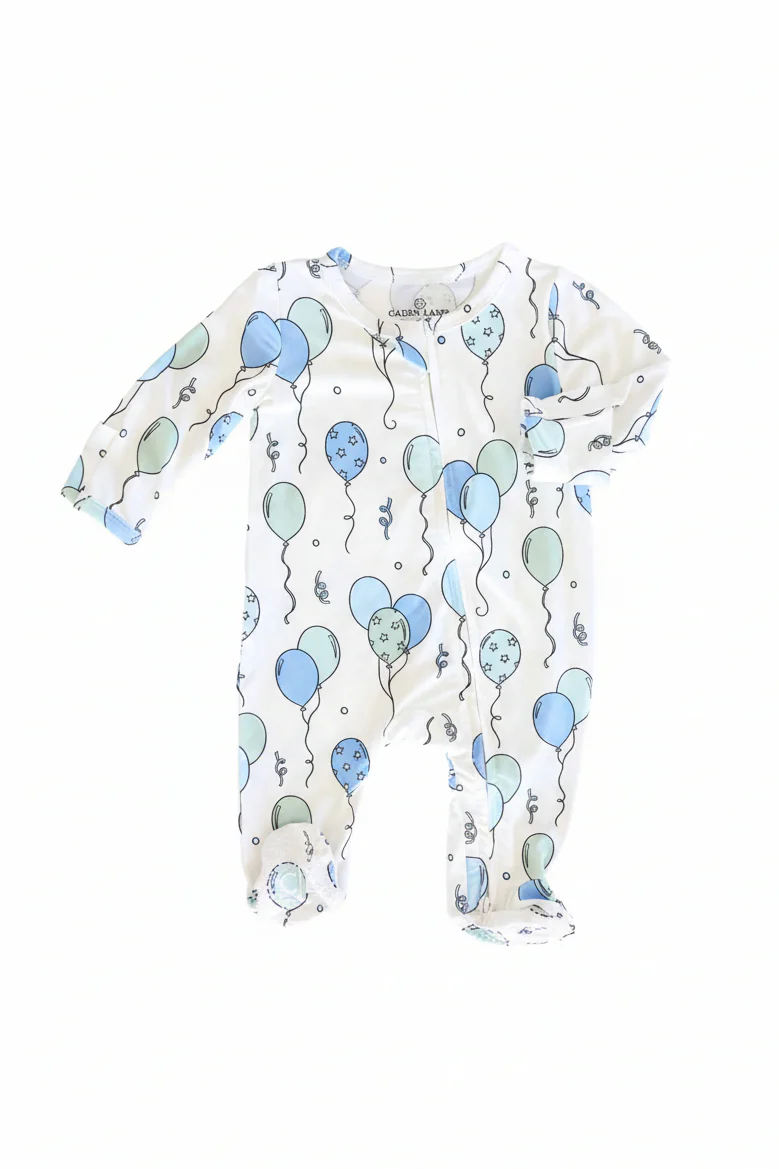 Party Time Zipper Footie | Blue - Image 2