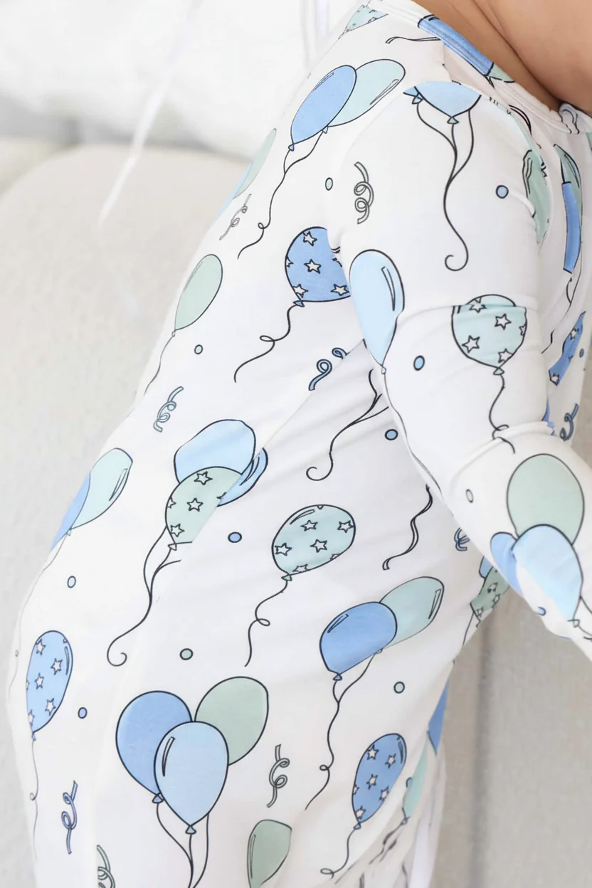 Party Time Zipper Footie | Blue - Image 5