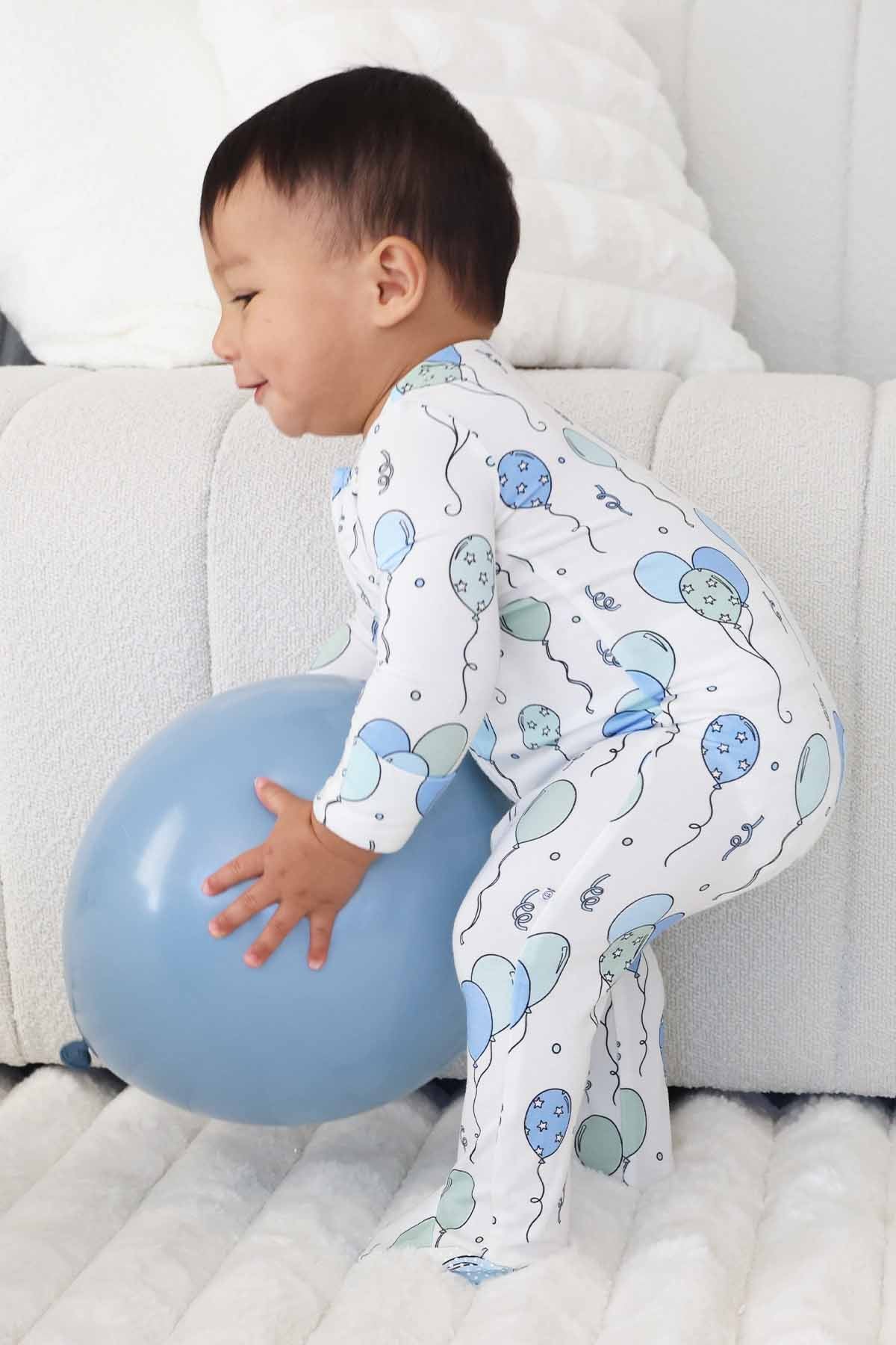 Party Time Zipper Footie | Blue - Image 9