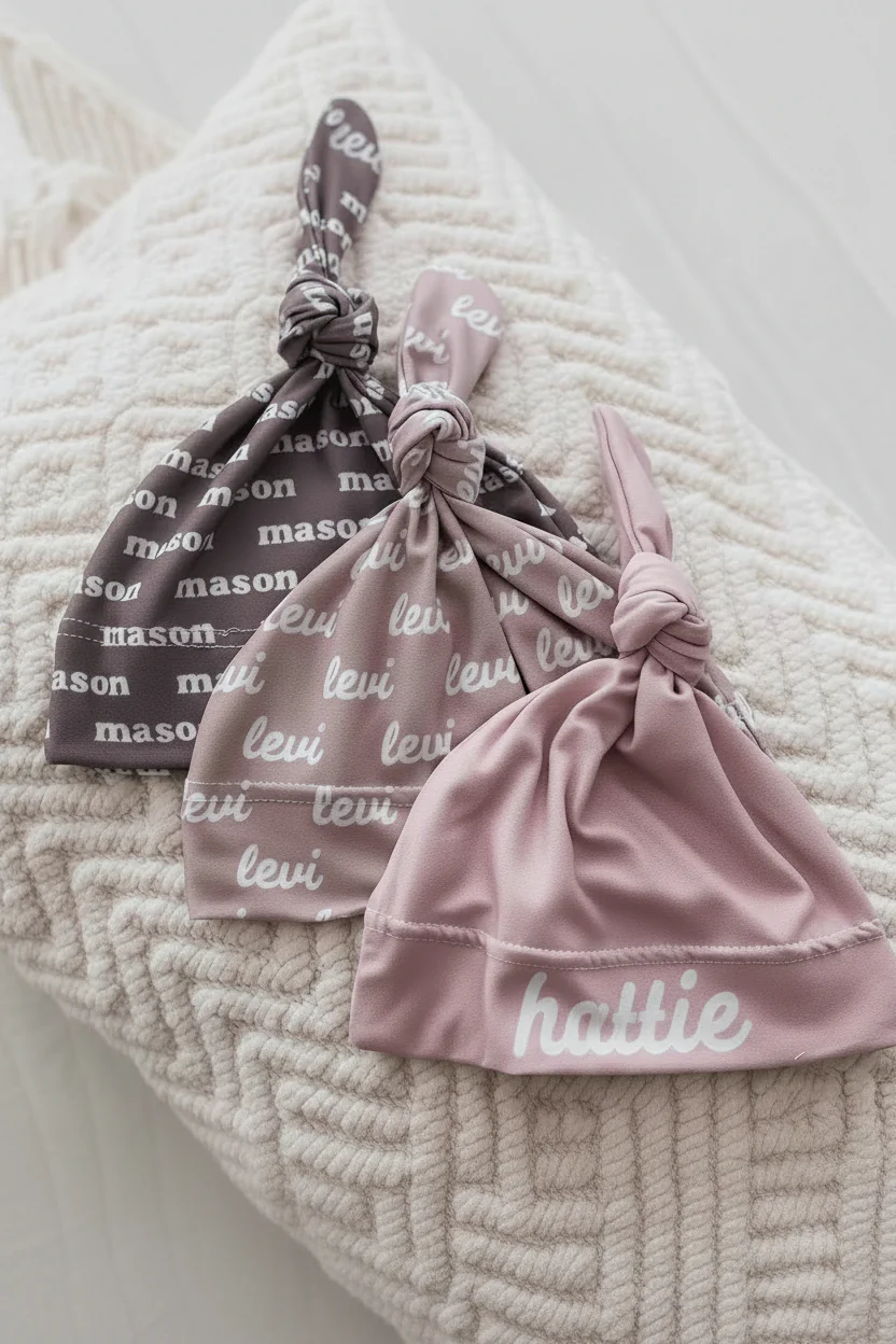 Pastel Neutrals Personalized Knotted Hat